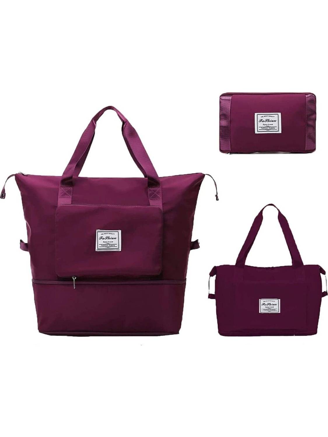 Ankit International (Expandable) Maroon Large Capacity Duffle Bag, Expandable Folding Travel Bag for Women Duffel Without Wheels