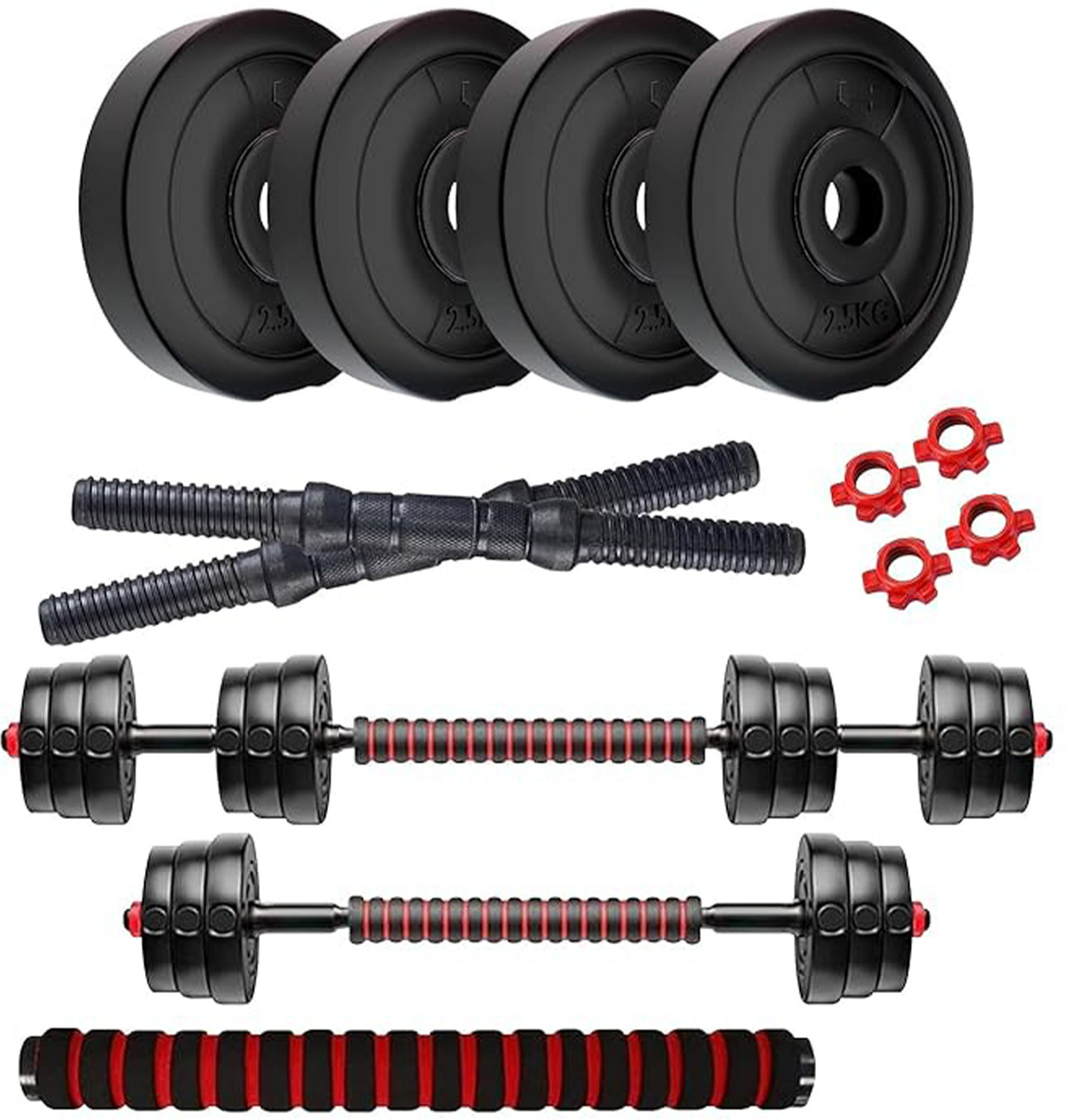 Image of LEAO 8 KG 3 in 1 Convertible Dumbbells & Barbell Home Gym Set Kit For Home Workout Adjustable Dumbbell