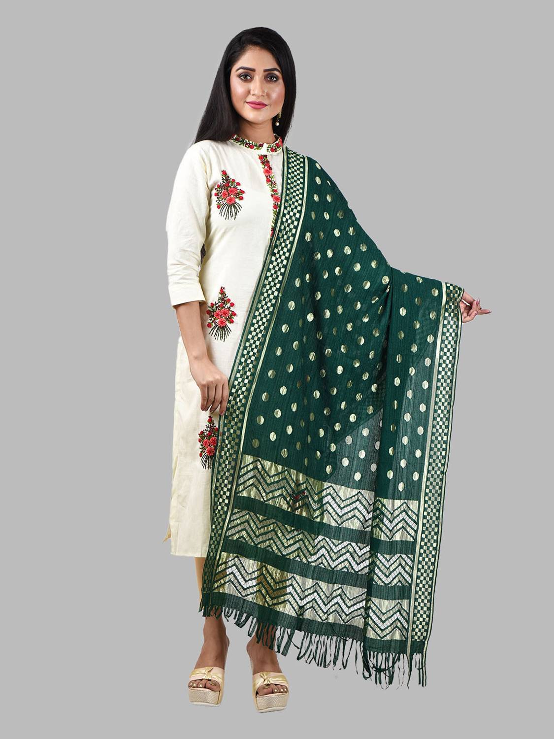 ALFARIYA Organza Striped Women Dupatta