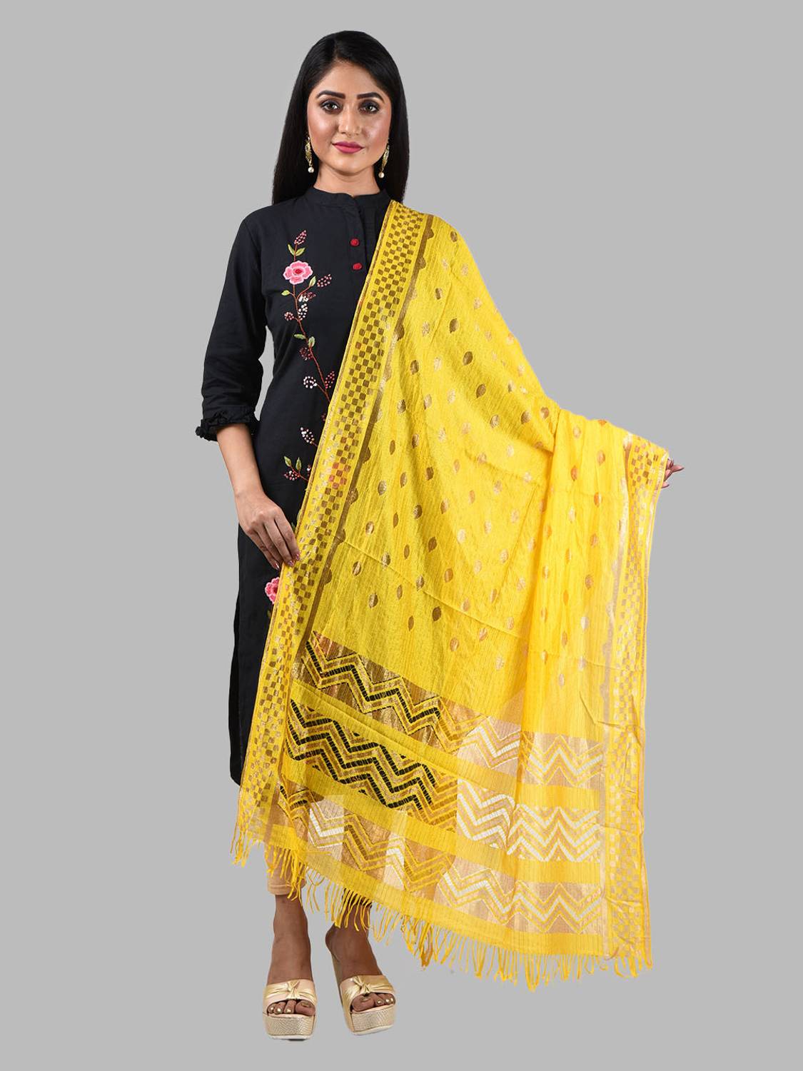 ALFARIYA Organza Striped Women Dupatta