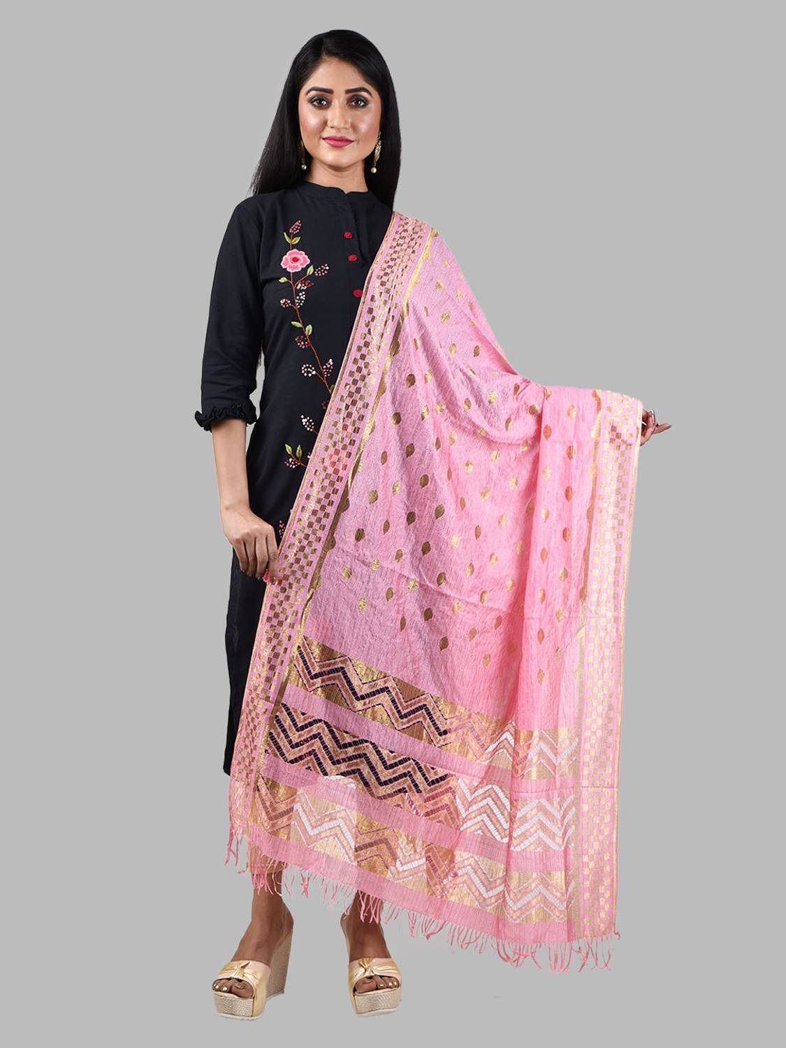 ALFARIYA Organza Striped Women Dupatta