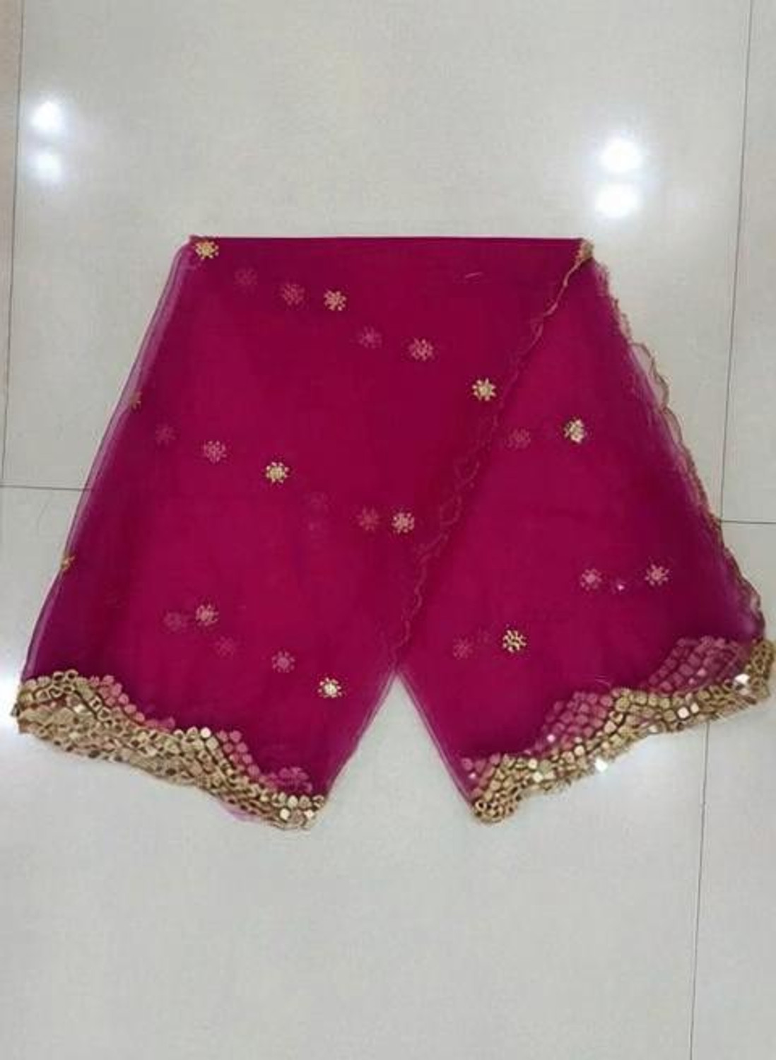 Image of S And H Designer Net Embellished Women Dupatta