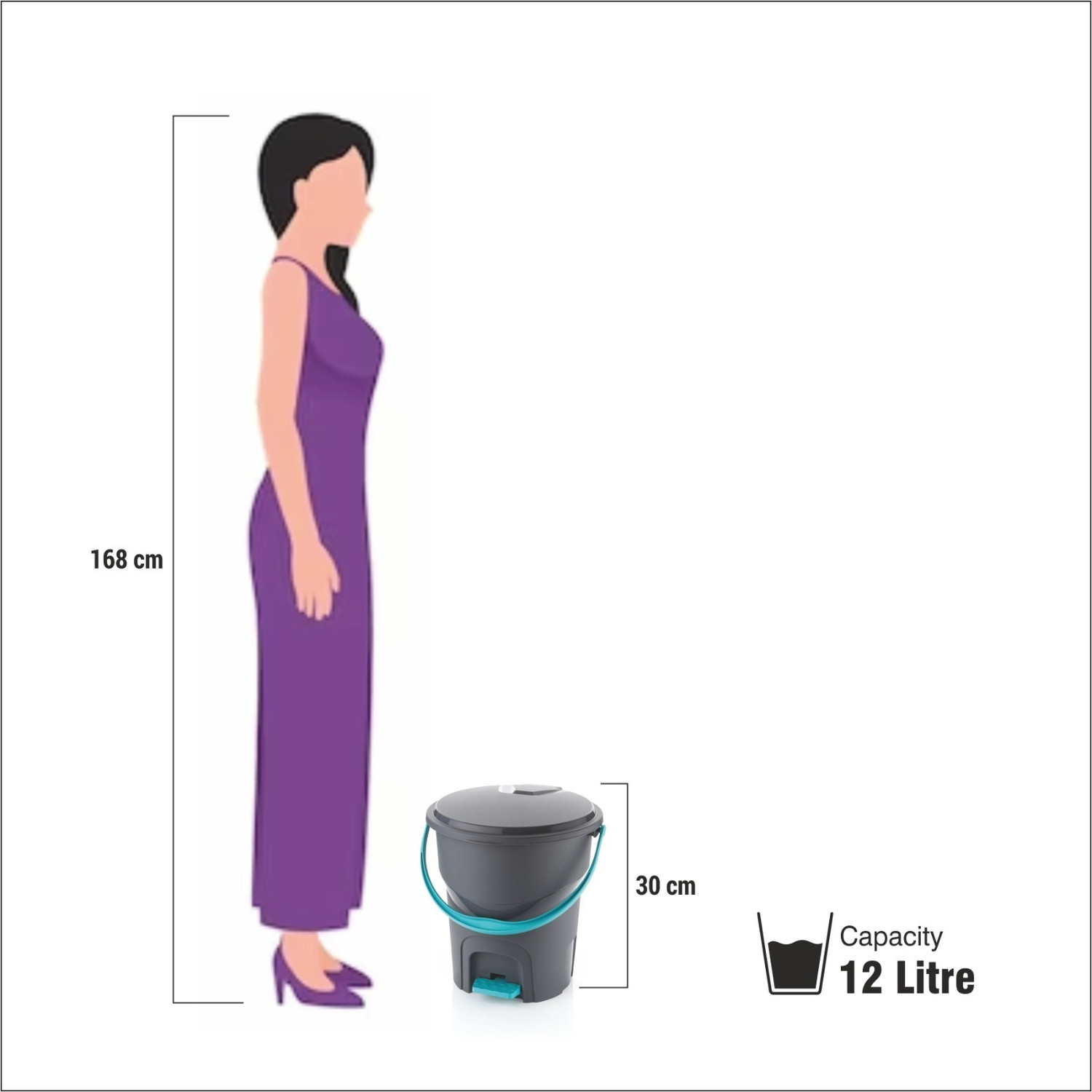 Image of ELINOR PLASTIC DUSTBIN AND DUSTPAN HIGH QUALITY MATERIAL Plastic Dustbin