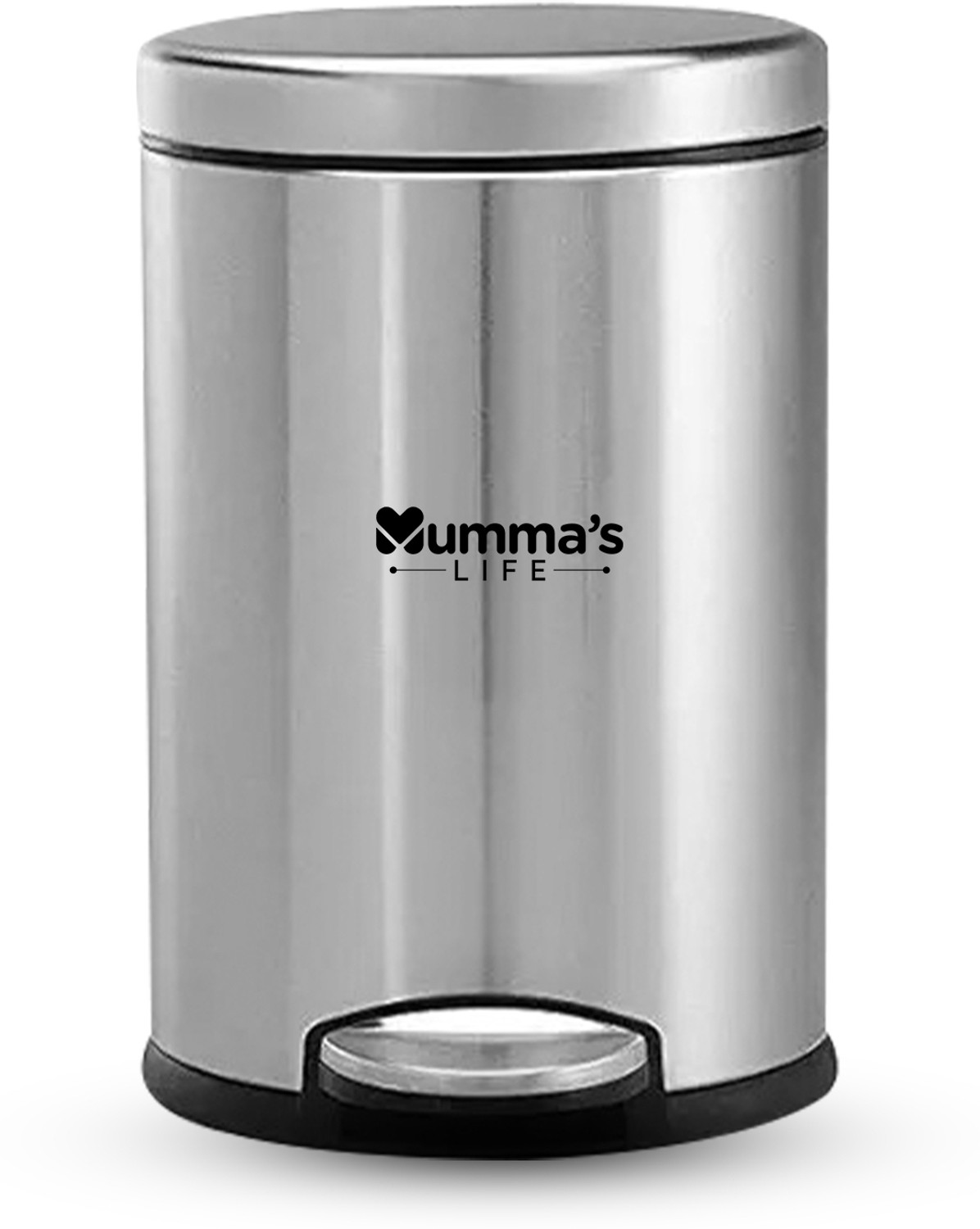 Image of Mumma's LIFE Plain Pedal Bin with Plastic Bucket And Lid (10 * 15inch 11LTR) Stainless Steel Dustbin