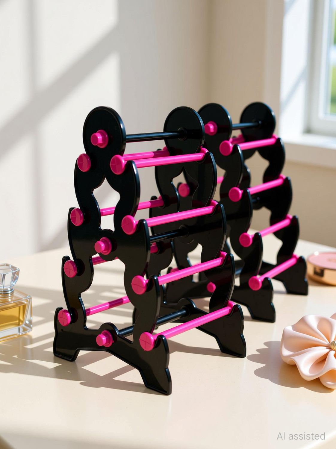Image of Eramasher Stoneware Pink-4 Step Plastic Bangle Stand for Women | Dressing Table Jewellery Organizer Jewellery Organizer
