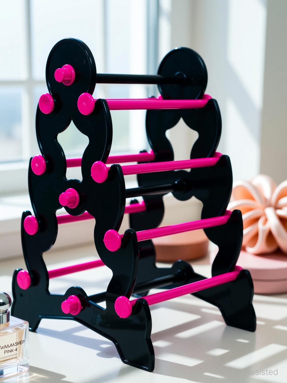 Image of Eramasher Stoneware Pink-4 Step Plastic Bangle Stand for Women | Dressing Table Jewellery Organizer Jewellery Organizer