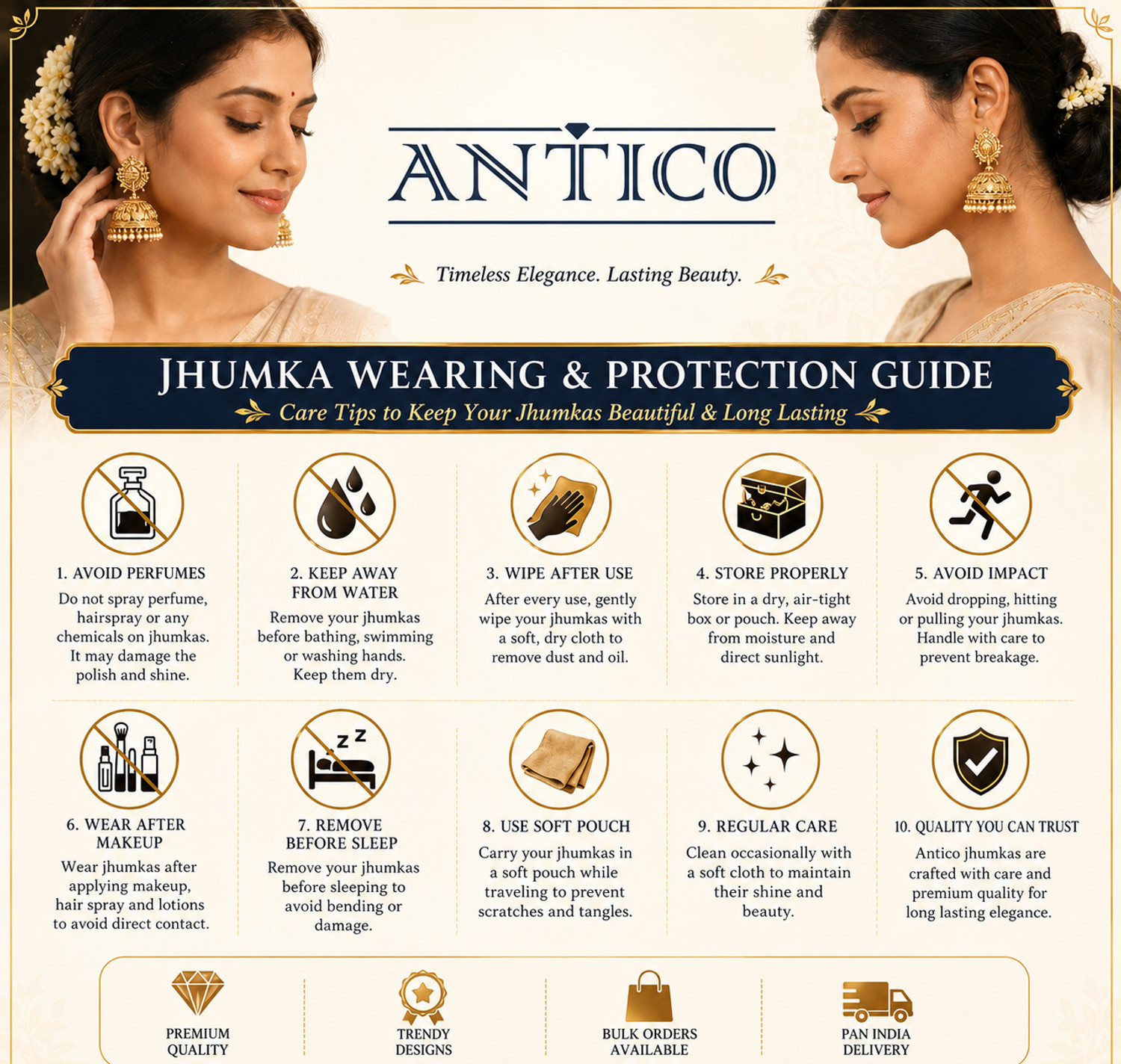 Image of Antico 12 Pair Random Jaipuri Silver Oxidised Jhumki Earrings with Velvet Earring Box. Beads, Diamond, Pearl Alloy Jhumki Earring, Drops & Danglers