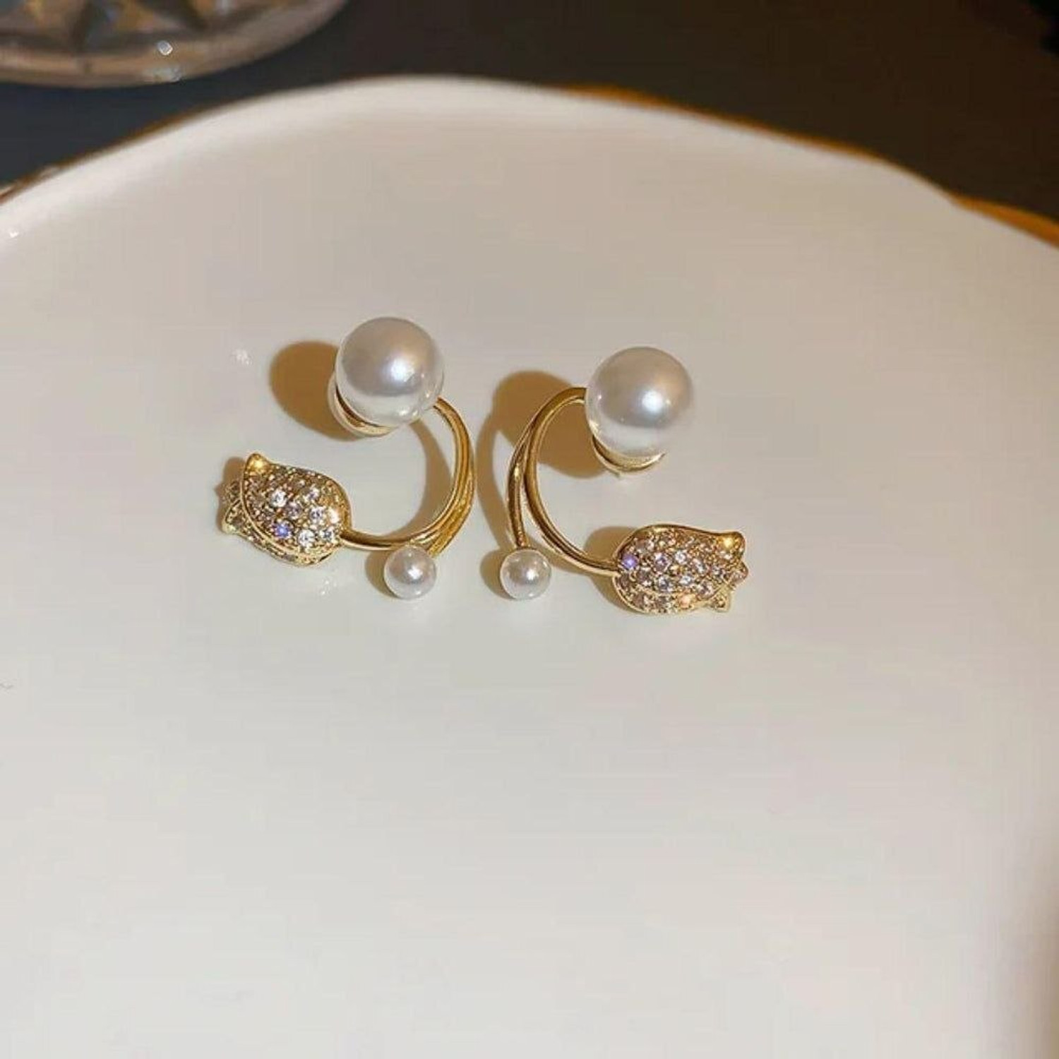 Image of Khattu Store Korean Earrings Combo Set of 8 Best Seller Collection for women and girls Pearl Alloy Stud Earring