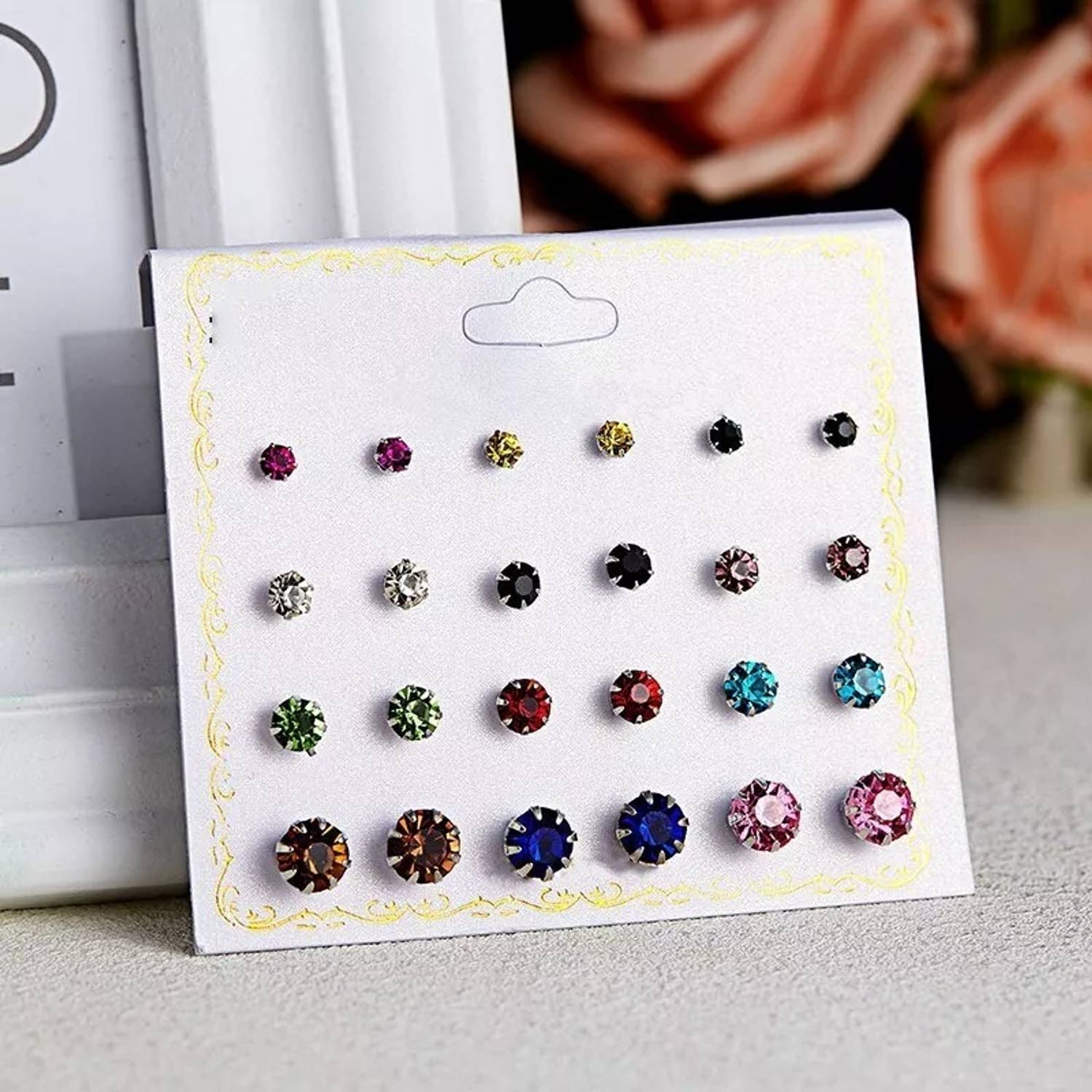 Balasundri Stud earring 12 pair Lovely & pretty tops latest stylist earring Zircon Alloy Stud Earring