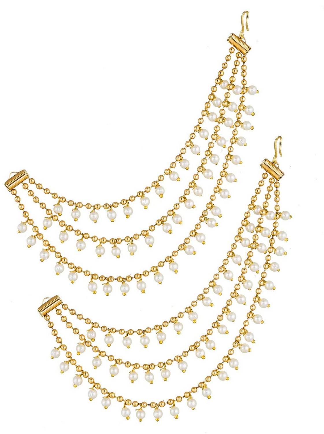 AADITA Gold Polish Plated Traditional Temple Jewellery Bahubali Brass Copper Ear Chain Copper, Metal, Brass, Alloy Ear Thread, Drops & Danglers