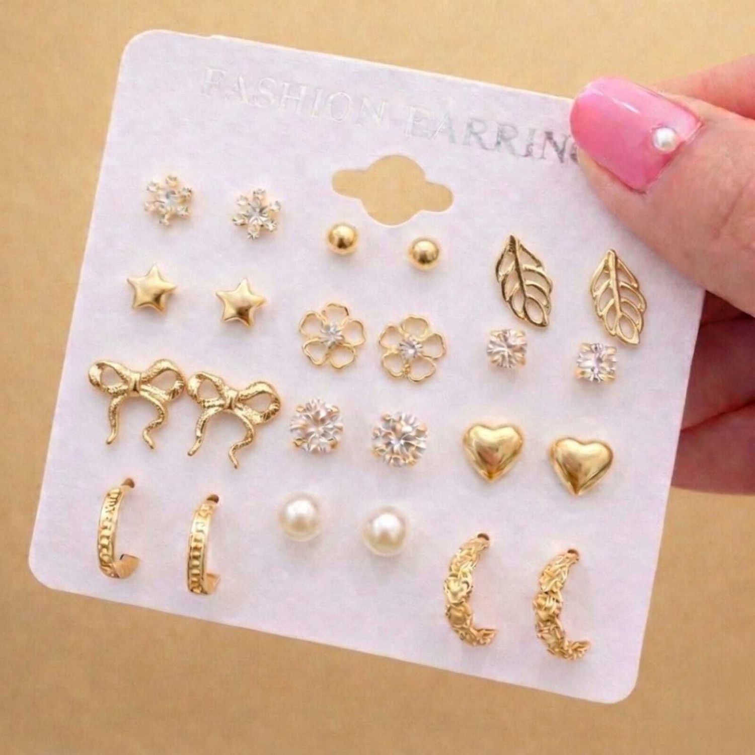 Image of pifashion Combo of 12 Earring Studs for Women Alloy Stud Earring, Hoop Earring, Earring Set