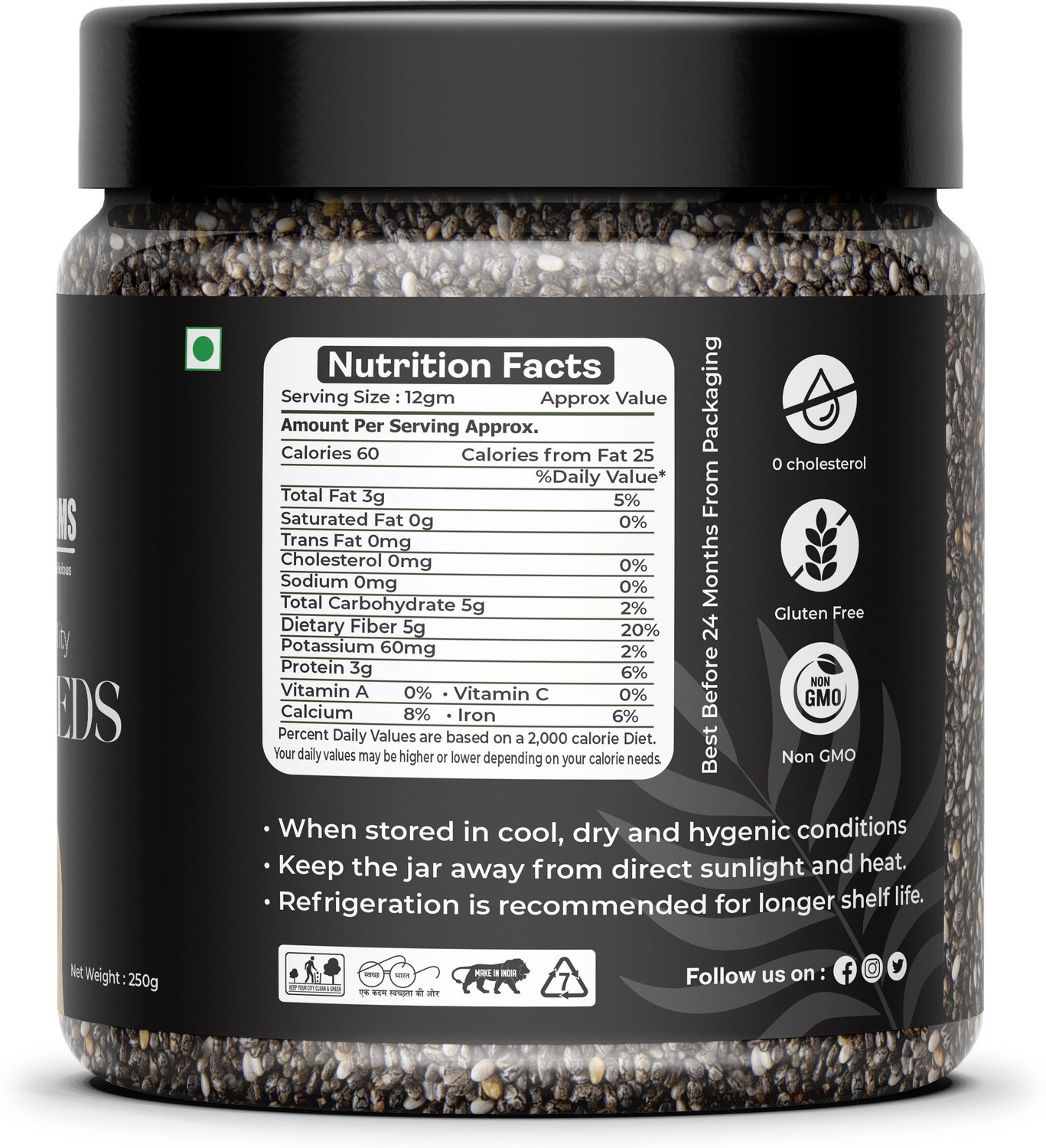 Image of GRANIC FARMS Premium Raw Chia Seeds | Weight Loss Product | With Omega 3 & Calcium Rich| Chia Seeds