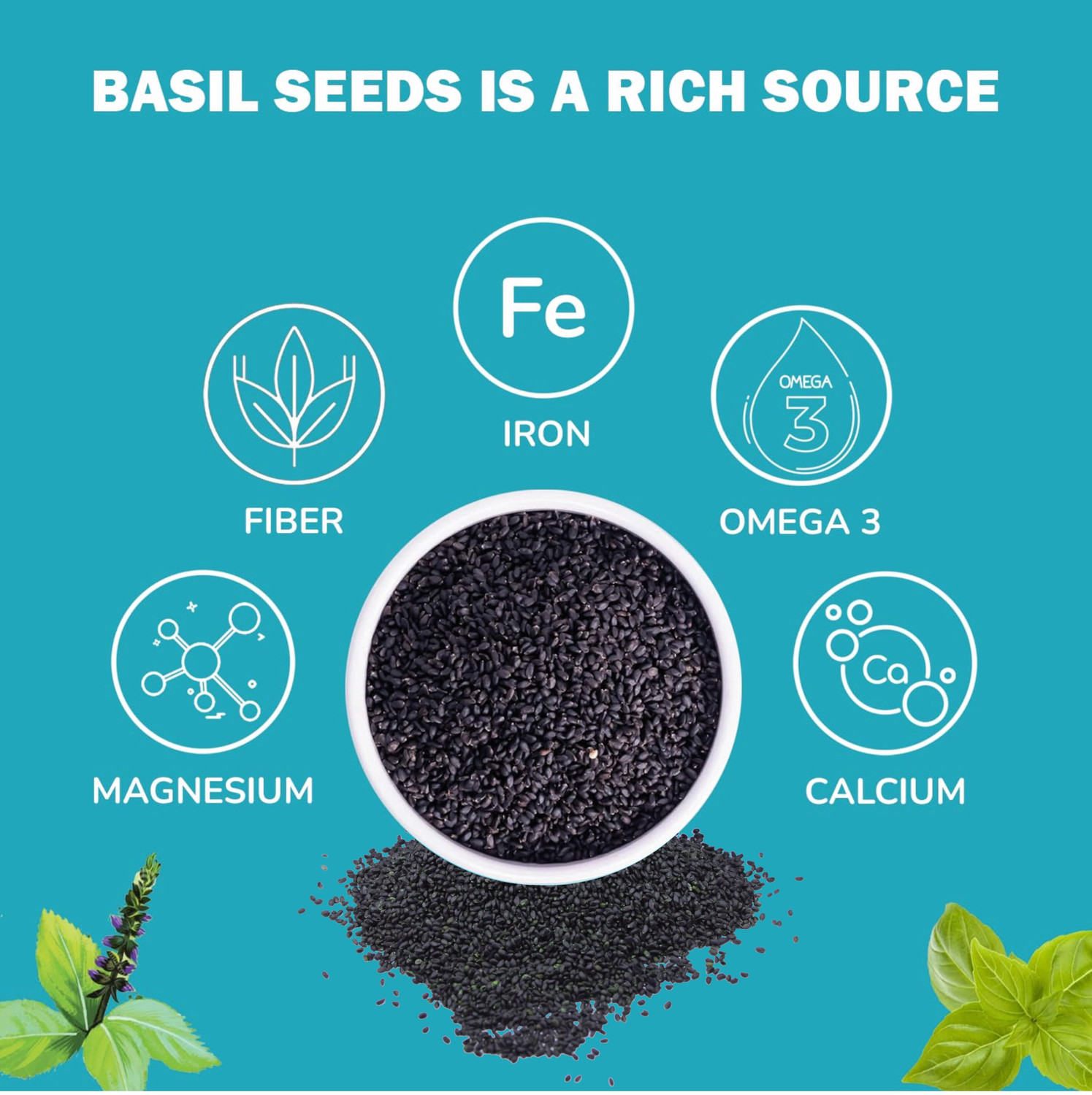 Image of Srishma Raw Basil / Sabja /Tukhmariya seed for Weight loss with Omega 3 , Zinc and Fiber Basil Seeds