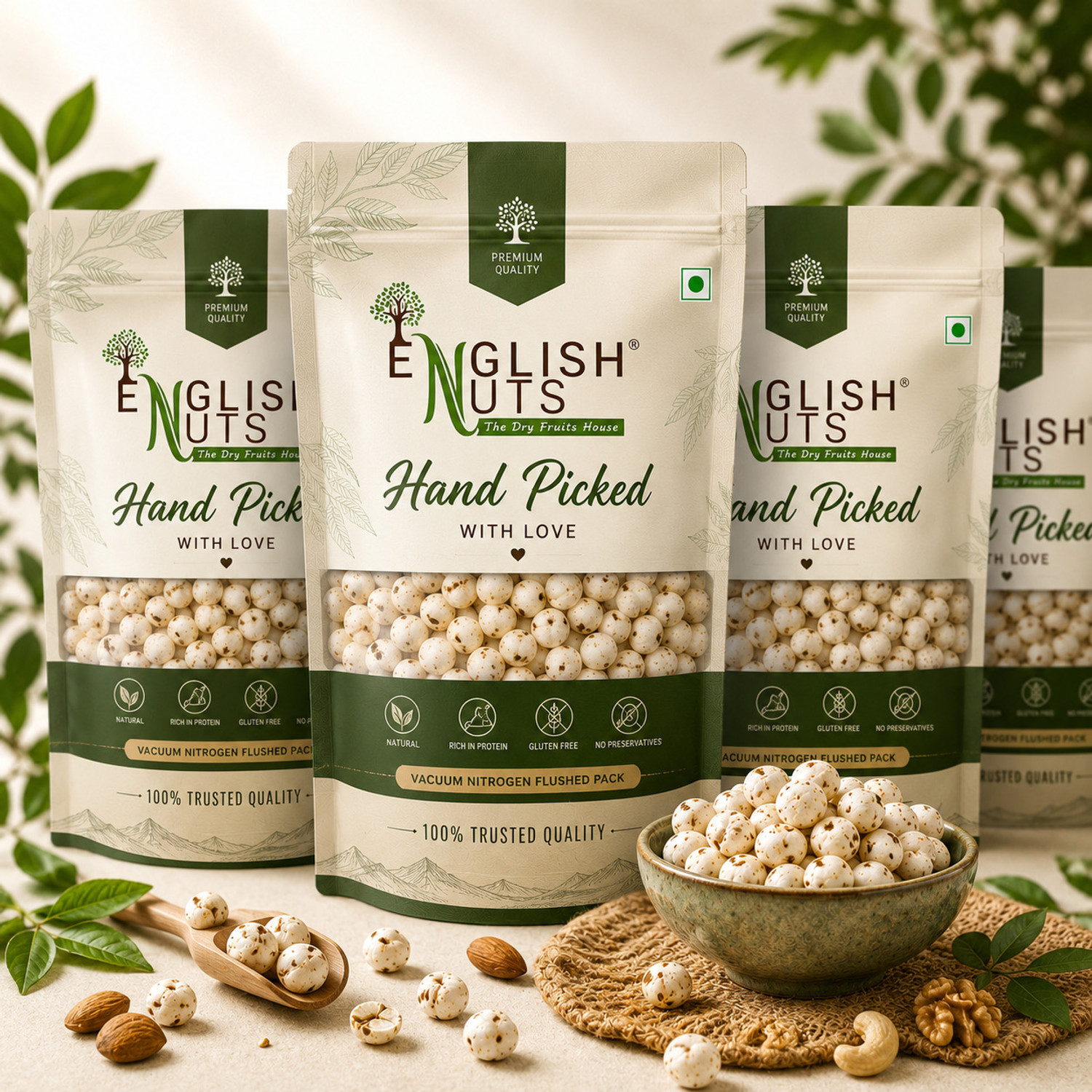 Image of ENGLISH NUTS Plain Makhana Makhana (4 x 250 g)