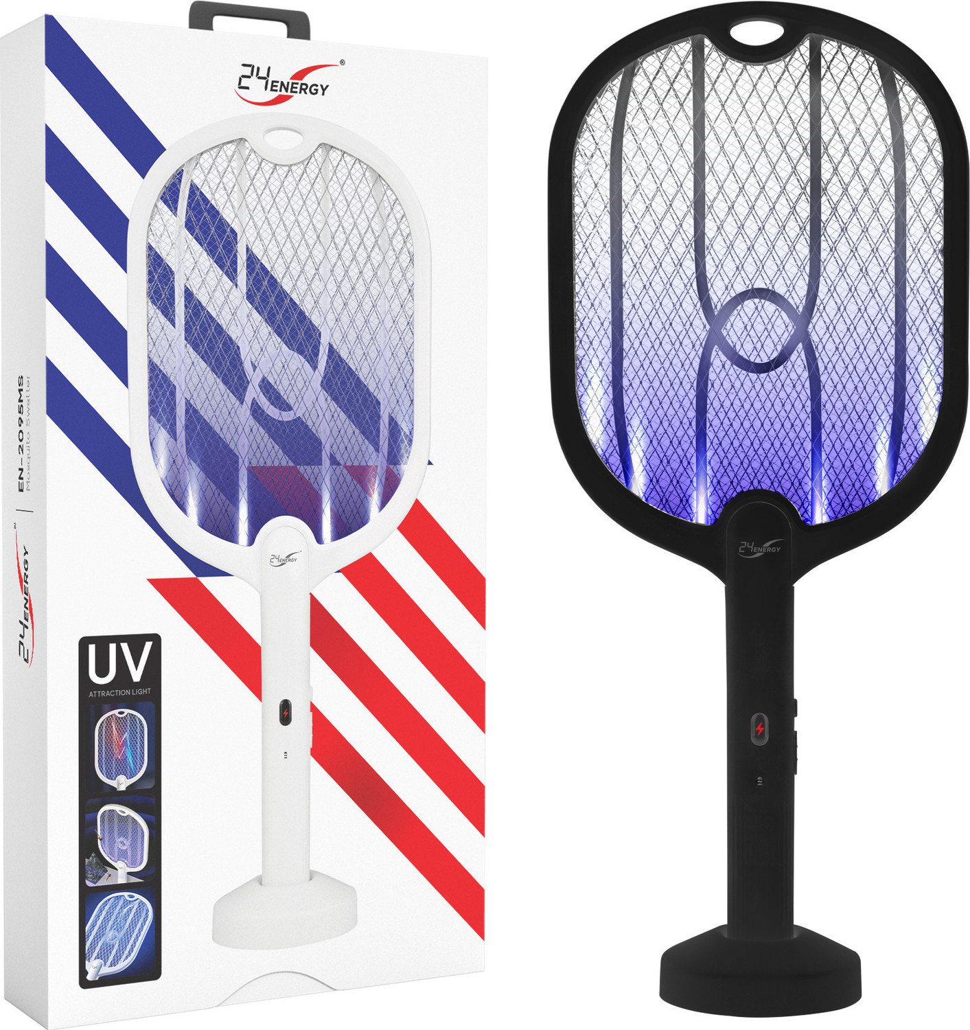 Image of 24 ENERGY Mosquito Bat with 6 UV Light, Lithium Battery, Energy-Efficient Mode Electric Insect Killer Indoor, Outdoor