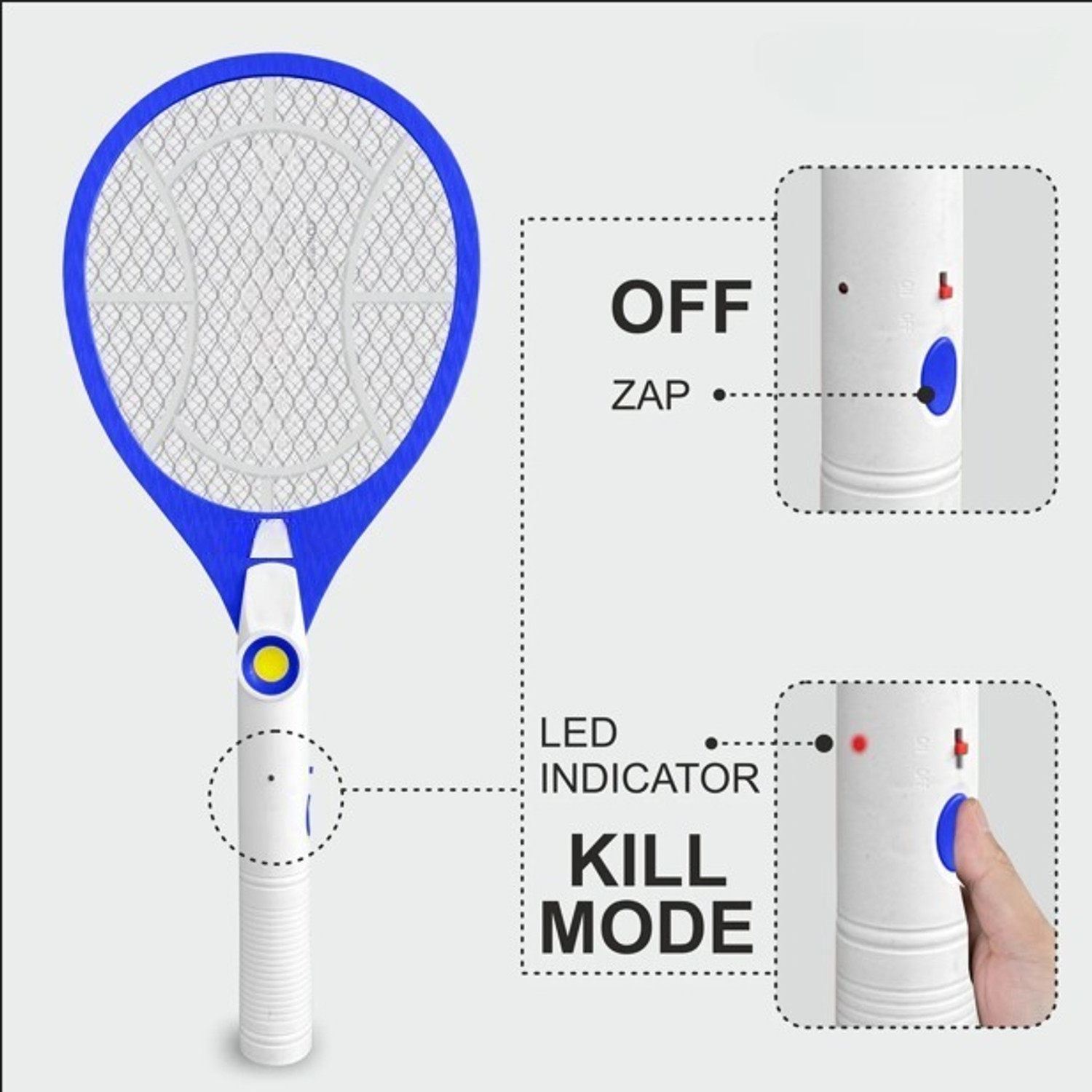 Image of StonSell Electric Mosquito Racket Killer with Rechargeable Battery |3-Layer Safety Electric Insect Killer Outdoor, Indoor (Bat)