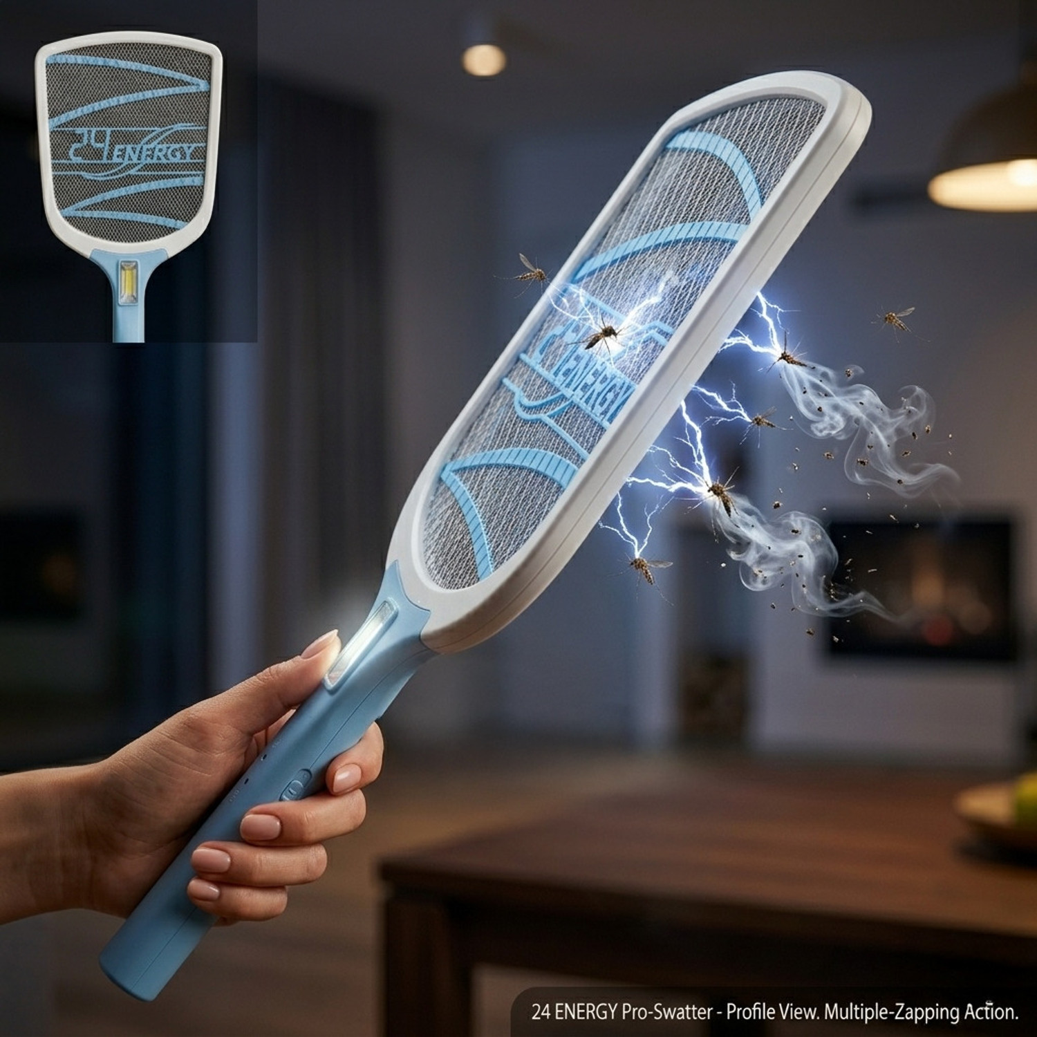 Image of 24 ENERGY Rechargeble 24 Energy Premium Large Head Mosquito Swatter - EN 259 MS Electric Insect Killer