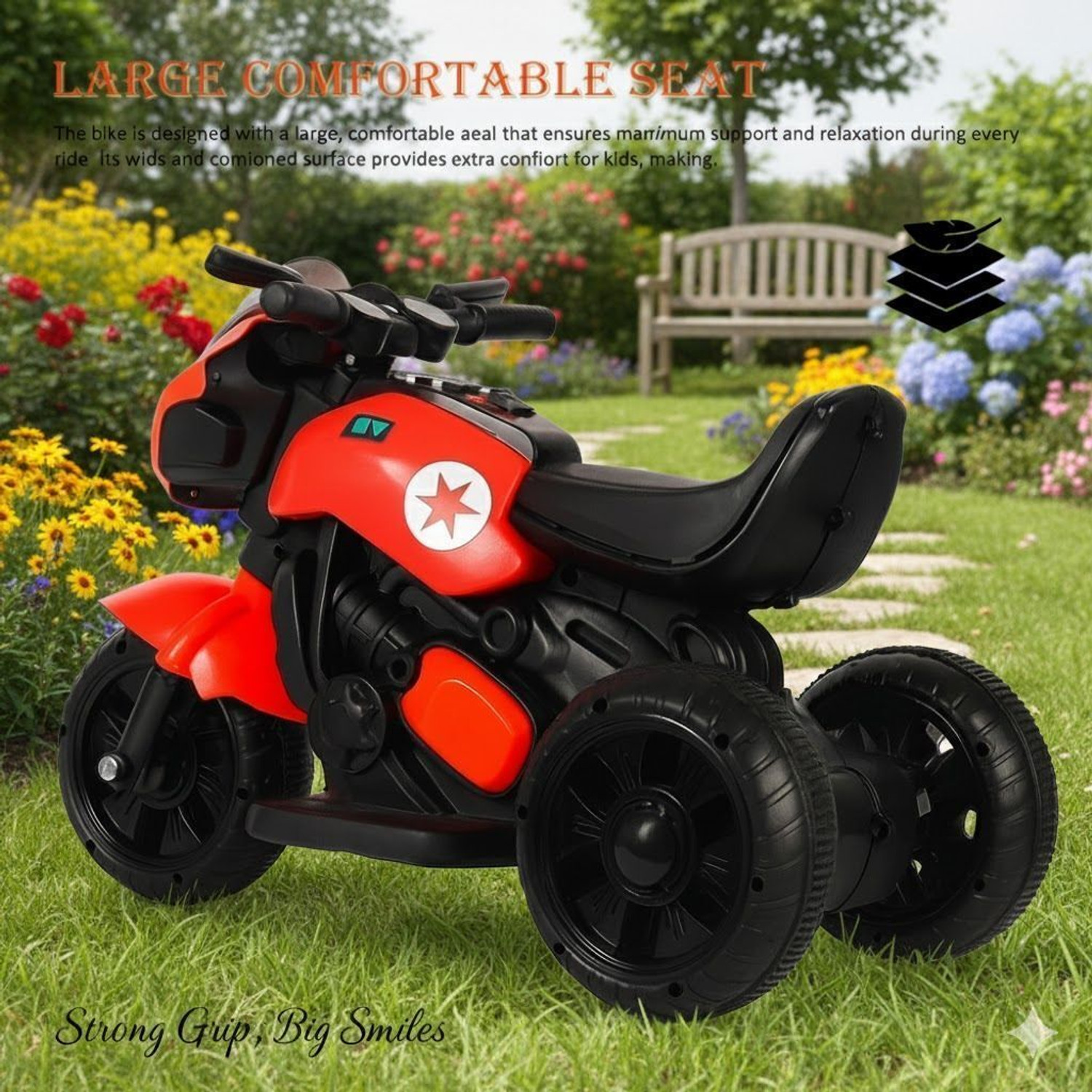 Image of oh baby Zippy Ninja Ev With Music And Lights, Forward and Backward, Built in MP3 player Bike Battery Operated Ride On (Multicolor)