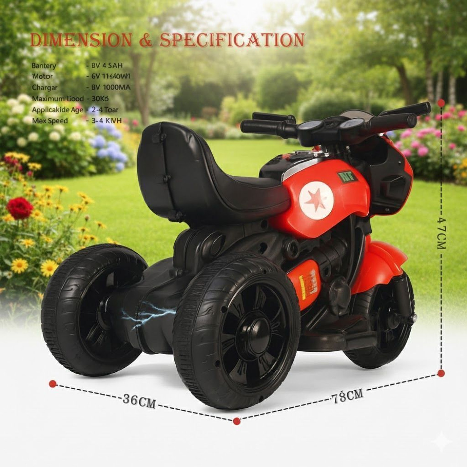Image of oh baby Zippy Ninja Ev With Music And Lights, Forward and Backward, Built in MP3 player Bike Battery Operated Ride On (Multicolor)