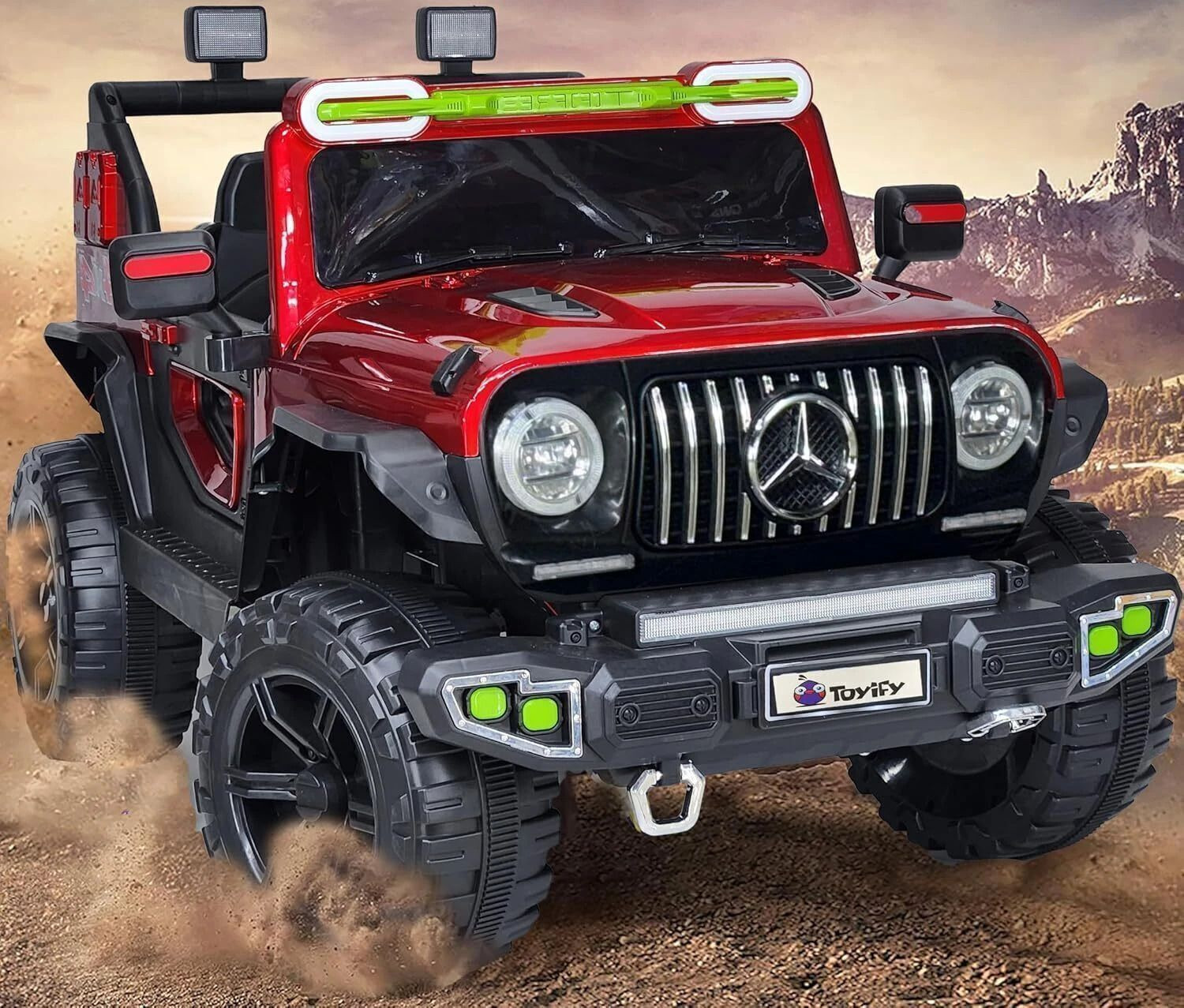 Image of Toyify Off-road 12V Kids Driving Electric Car (1-8 Yrs) | 4x4 Motors | Thar Car Jeep Battery Operated Ride On
