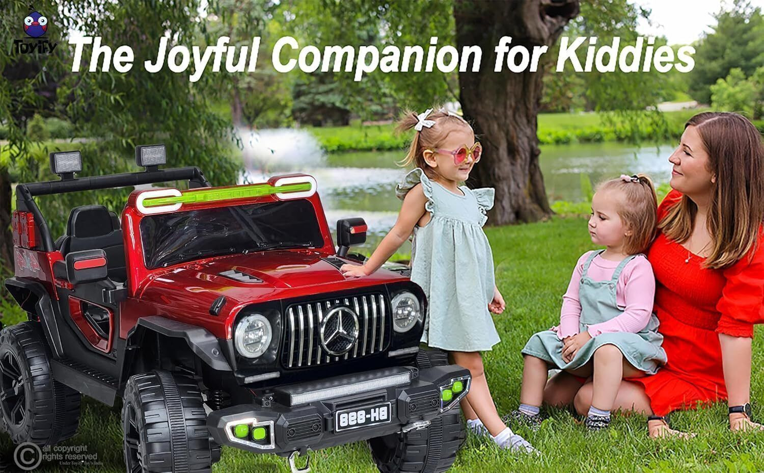 Image of Toyify Off-road 12V Kids Driving Electric Car (1-8 Yrs) | 4x4 Motors | Thar Car Jeep Battery Operated Ride On