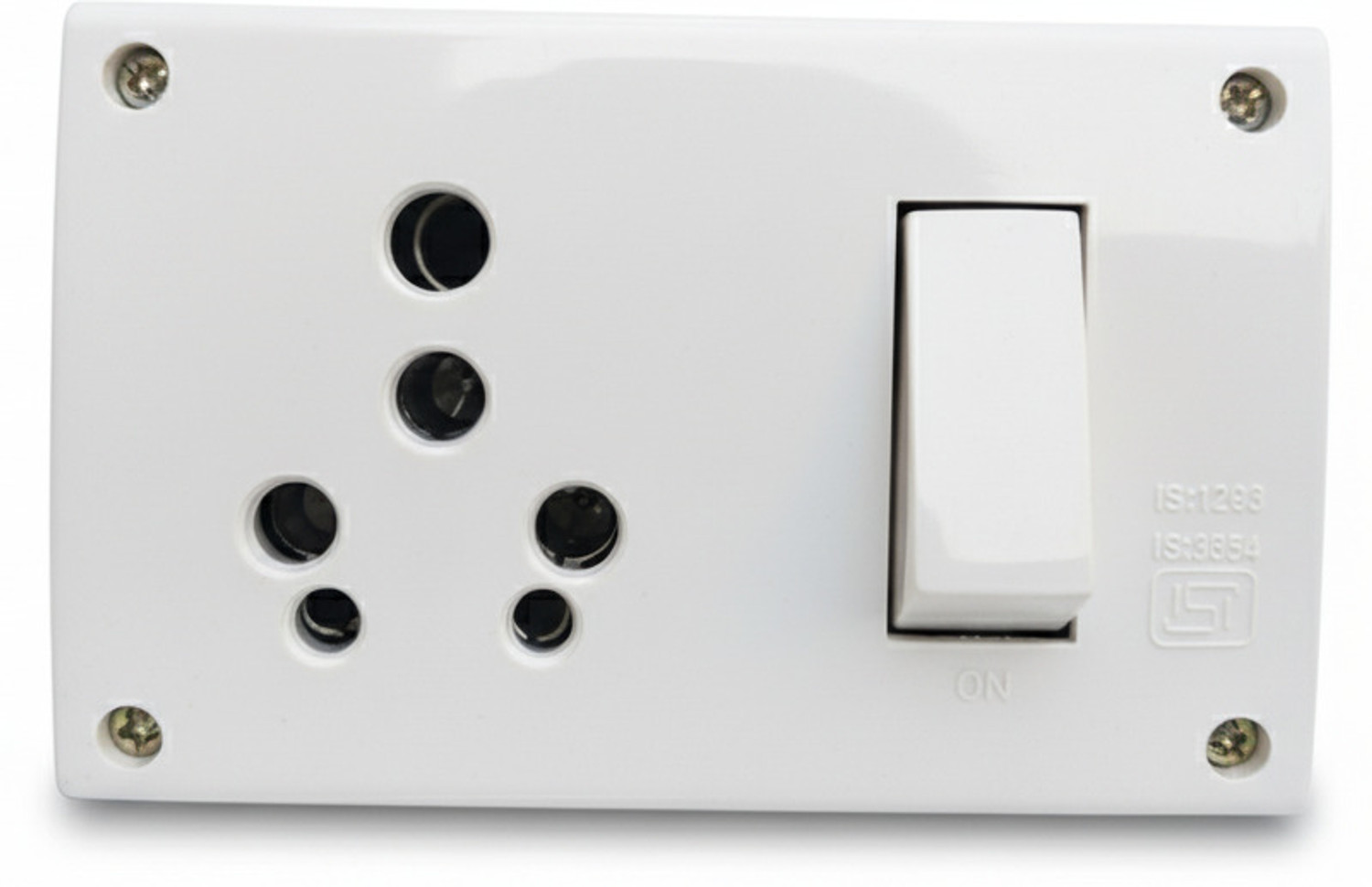 Image of HAHM 16 AMP. SS Combine Box Plastic, Brass Wall Plate