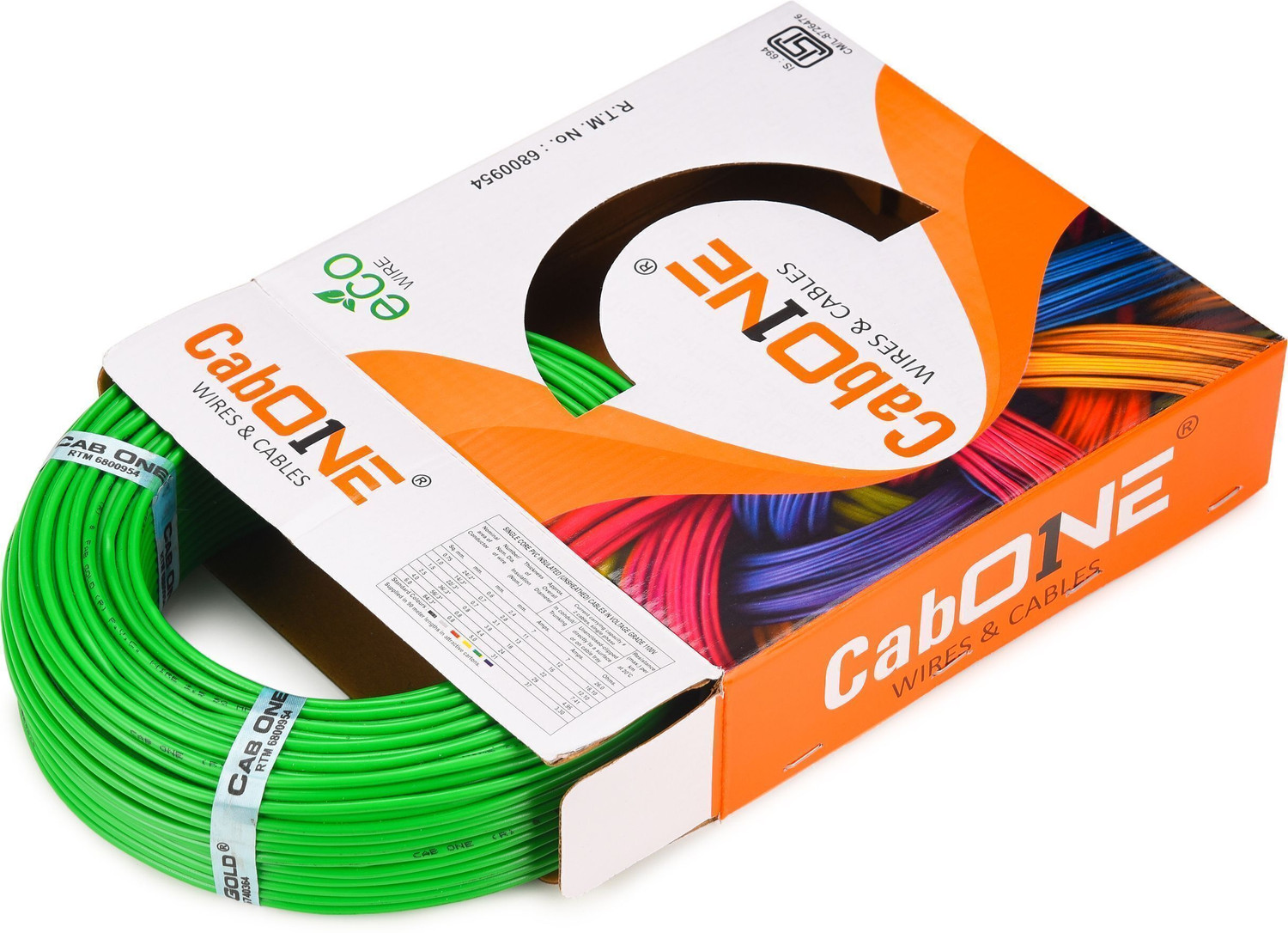 Image of CabOne Copper 1.0 sqmm 90 MTR FR PVC Multi Strand Electric House single Copper wire 1 sq /mm Green 300 ft. Wire