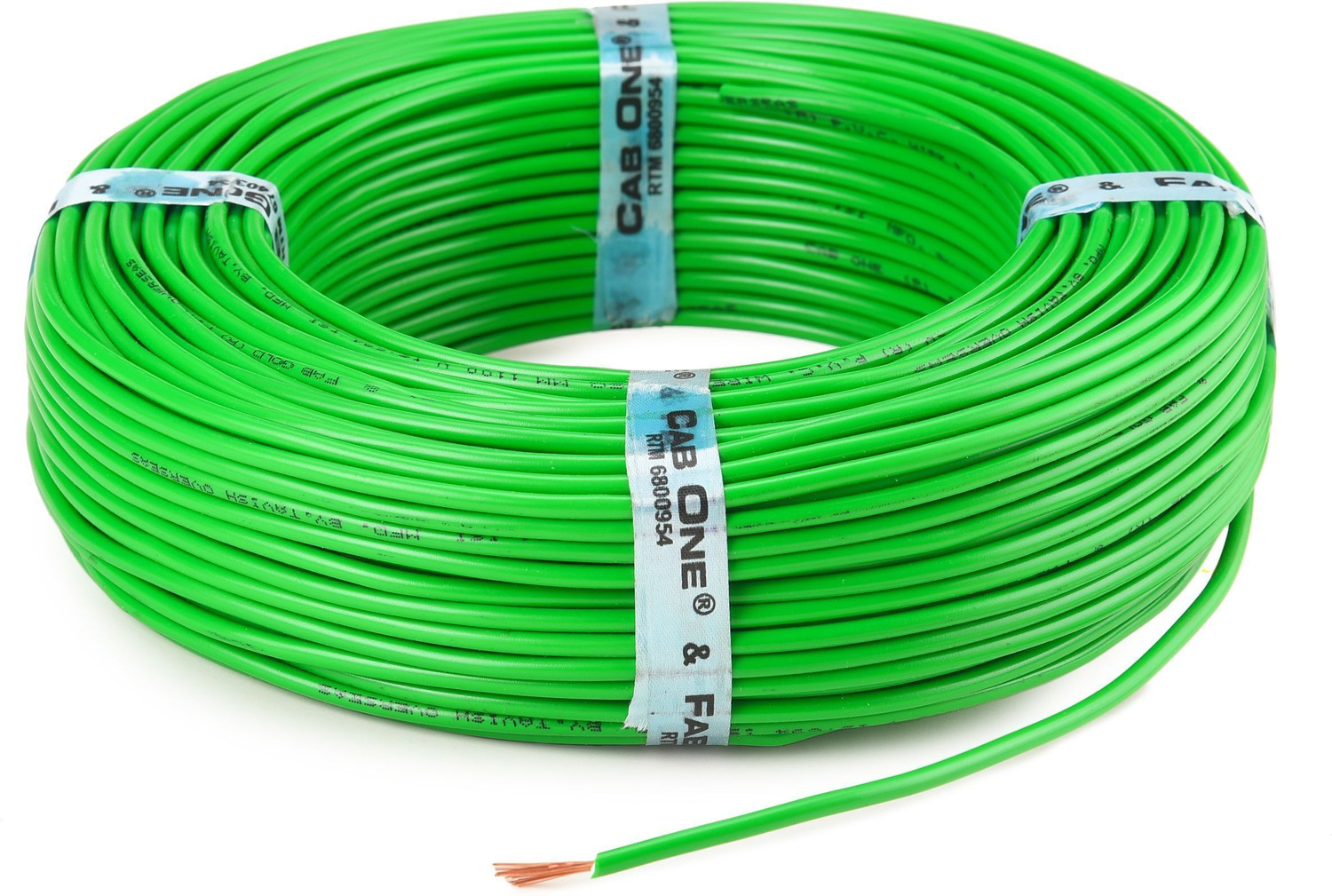 Image of CabOne Copper 1.0 sqmm 90 MTR FR PVC Multi Strand Electric House single Copper wire 1 sq /mm Green 300 ft. Wire