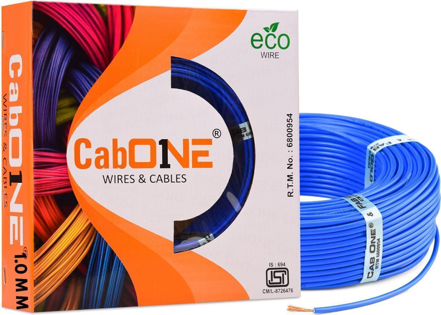 Image of CabOne Copper 1.0 sqmm 90 MTR FR PVC Multi Strand Electric House single Copper wire 1 sq /mm Blue 300 ft. Wire