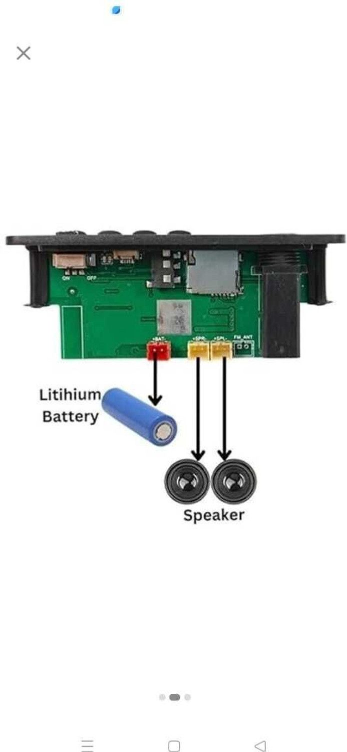 Image of DKGROW Bluetooth MP3 Module with Remote 2400mAh Battery 2 Connector Wires| USB ,MIC AUX Electronic Components Electronic Hobby Kit