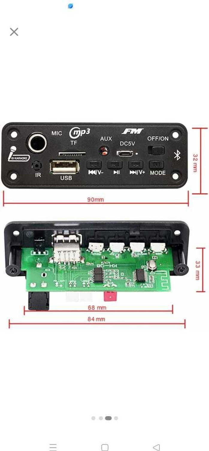 Image of DKGROW Bluetooth MP3 Module with Remote 2400mAh Battery 2 Connector Wires| USB ,MIC AUX Electronic Components Electronic Hobby Kit