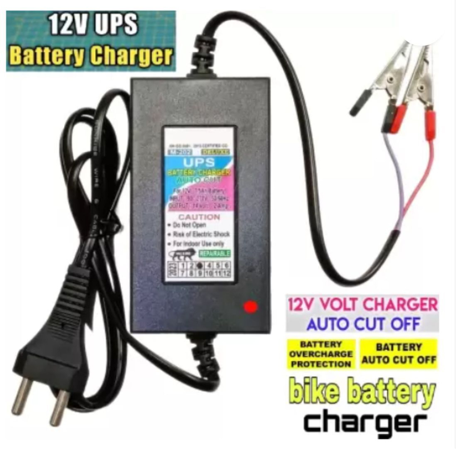 Image of TechSupreme Portable 12 Volt UPS Battery Charger 14 Volt 2 Amp for Inverter, Bike, Car 88 Ah Battery for Car & Bike