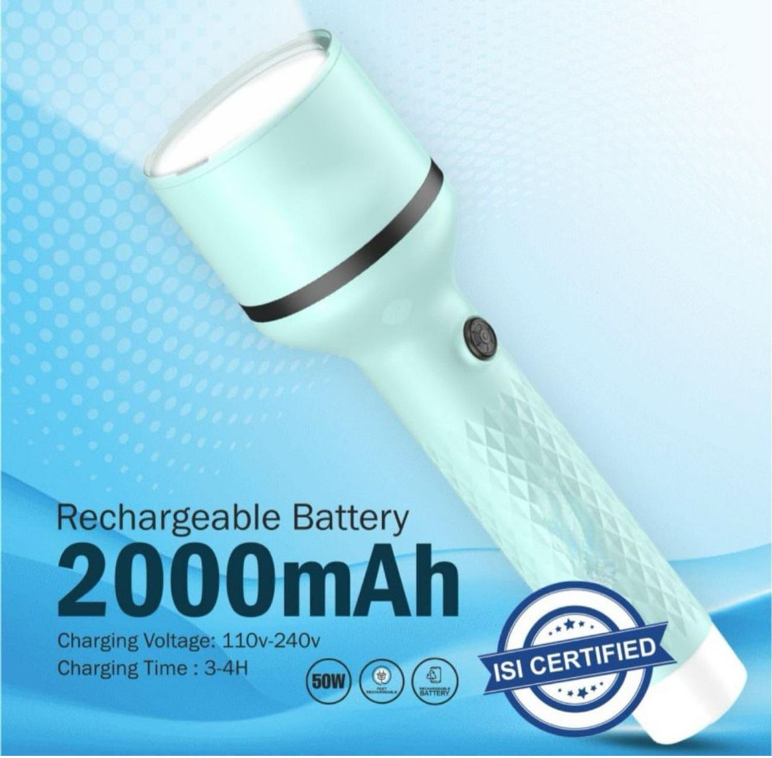 Image of Zeno volt Rock Light Torch Rechargeable LED Flashlight Long Distance Beam Range 4 hrs Torch Emergency Light