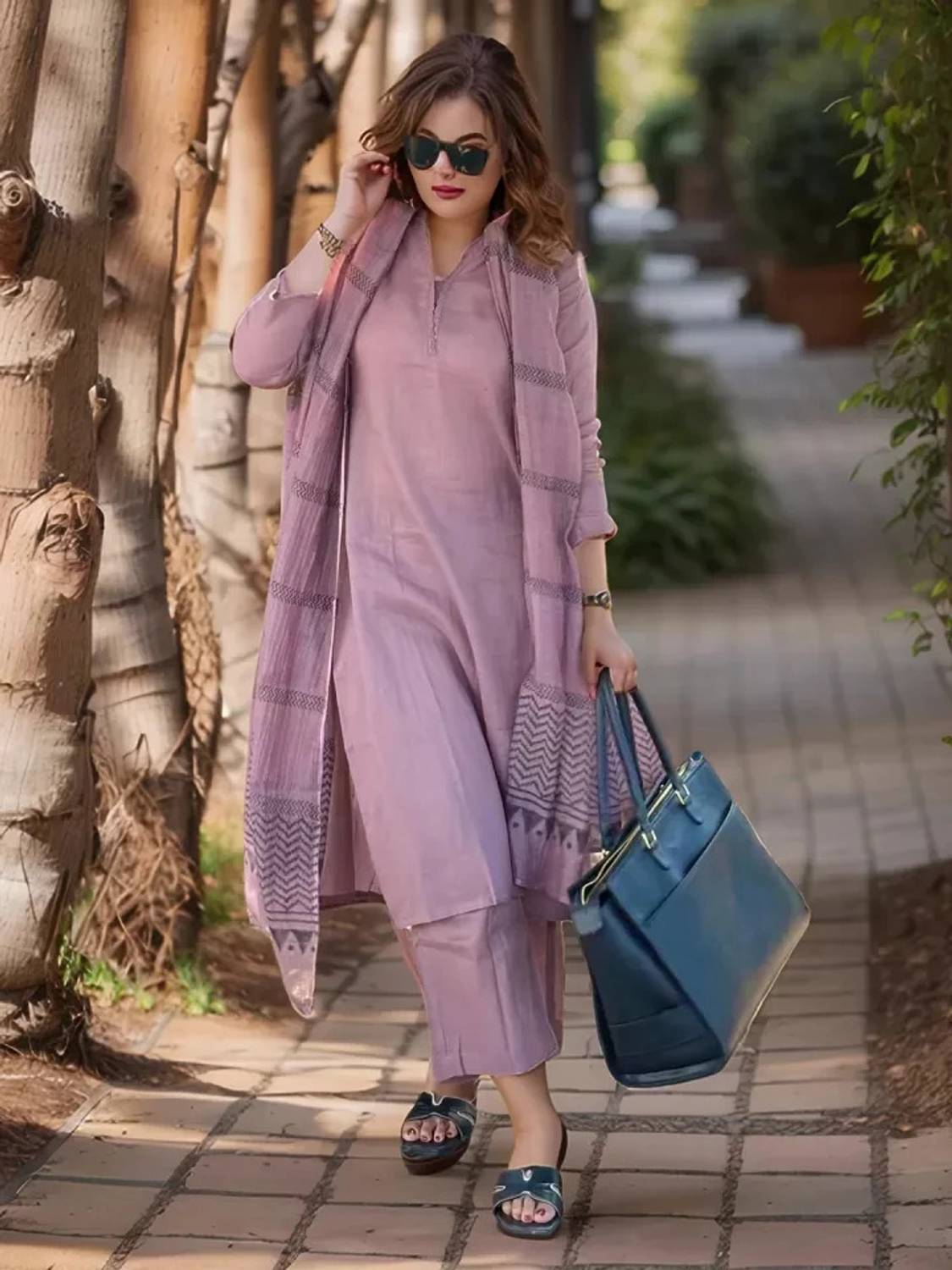 Lamba Creations Women Cotton Rayon Kurta Palazzo Dupatta Set