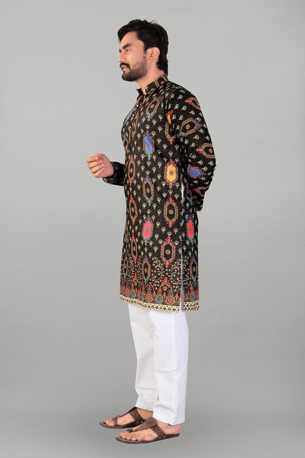 Image of Liten Men Printed Straight Kurta