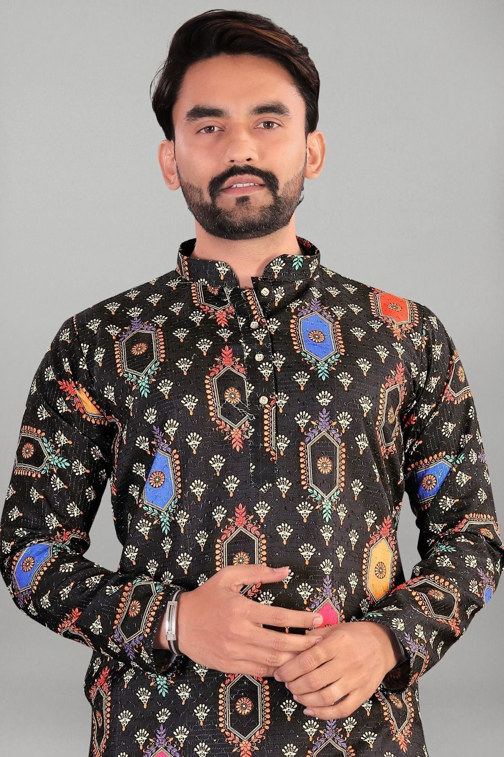 Image of Liten Men Printed Straight Kurta