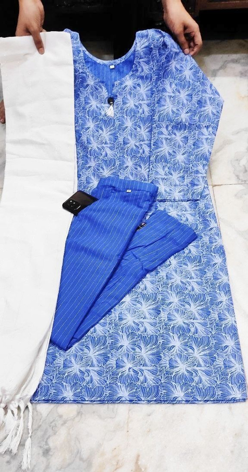 Image of H A ENTERPRISES Printed Kurta, Trouser /Pant & Dupatta Set