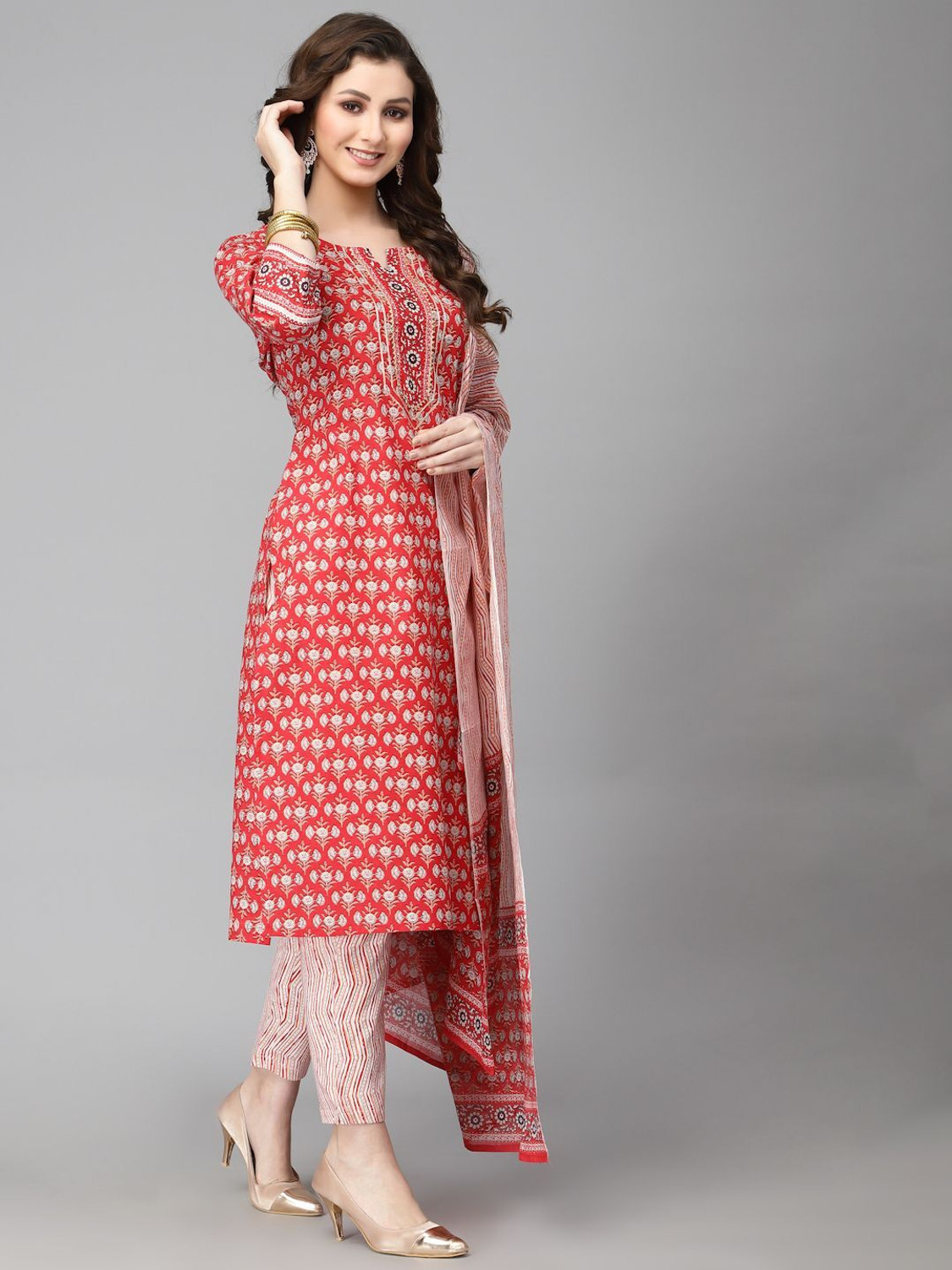 Image of his&her Women Kurta Pant Dupatta Set