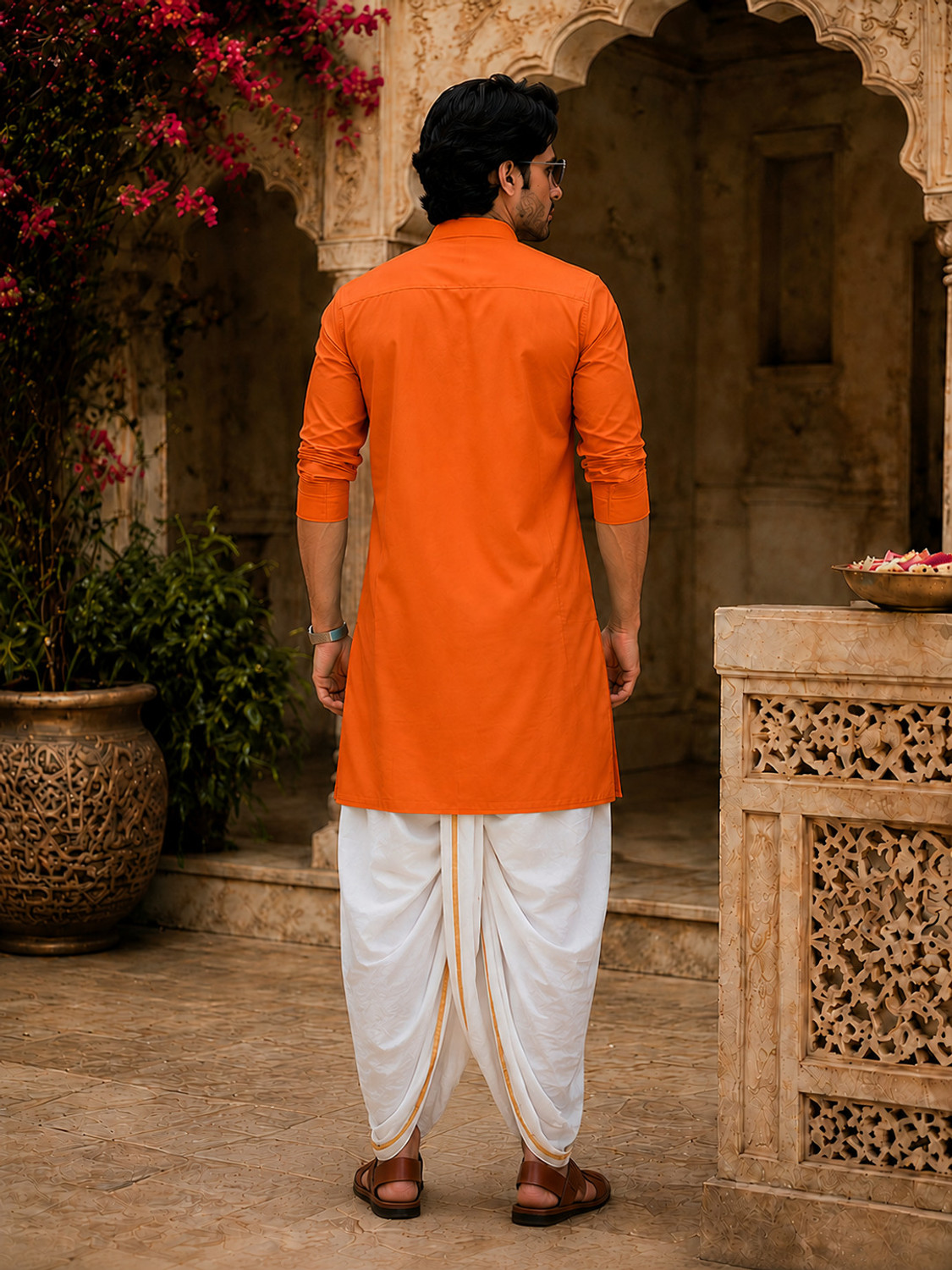 Image of FRELURO Men Kurta Dhoti Set