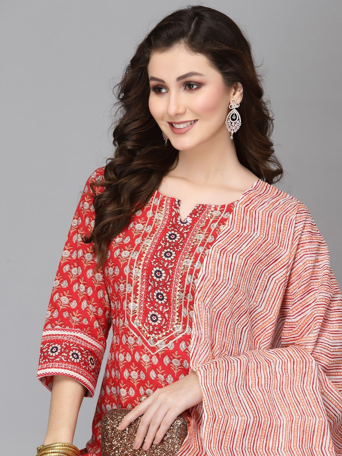 Image of his&her Women Kurta Pant Dupatta Set