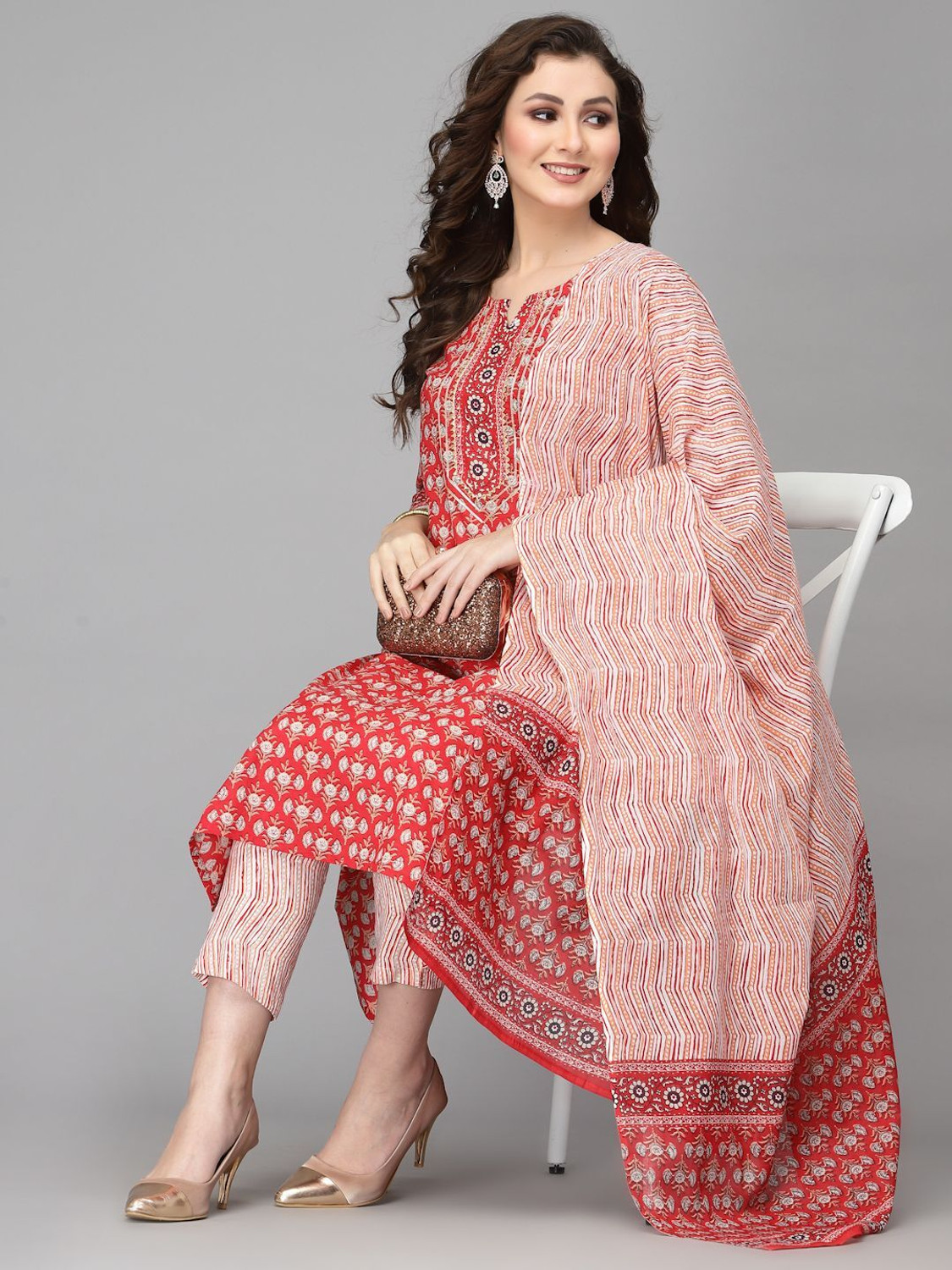 Image of his&her Women Kurta Pant Dupatta Set