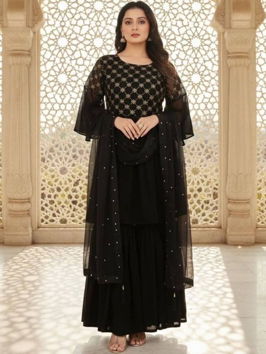 RAJAPARA CREATION Women Kurti Palazzo Dupatta Set