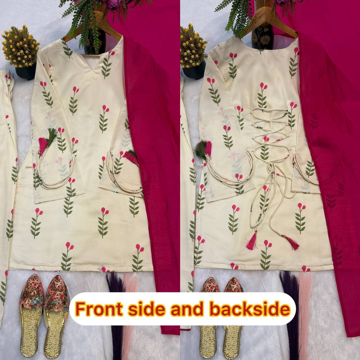 Image of Om Enterprise Printed Kurta, Patiala & Dupatta Set