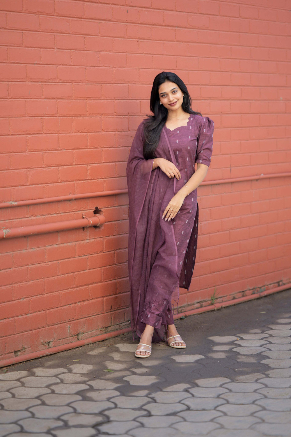 Image of Gosriki Women Kurta Palazzo Dupatta Set