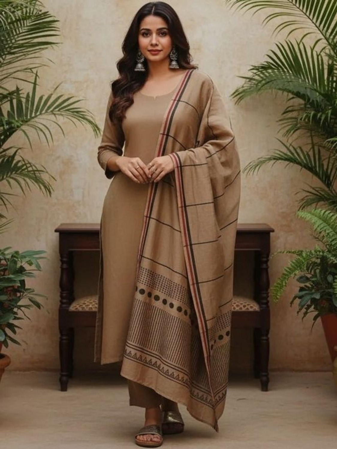 Image of RAJAPARA CREATION Women Kurti Palazzo Dupatta Set