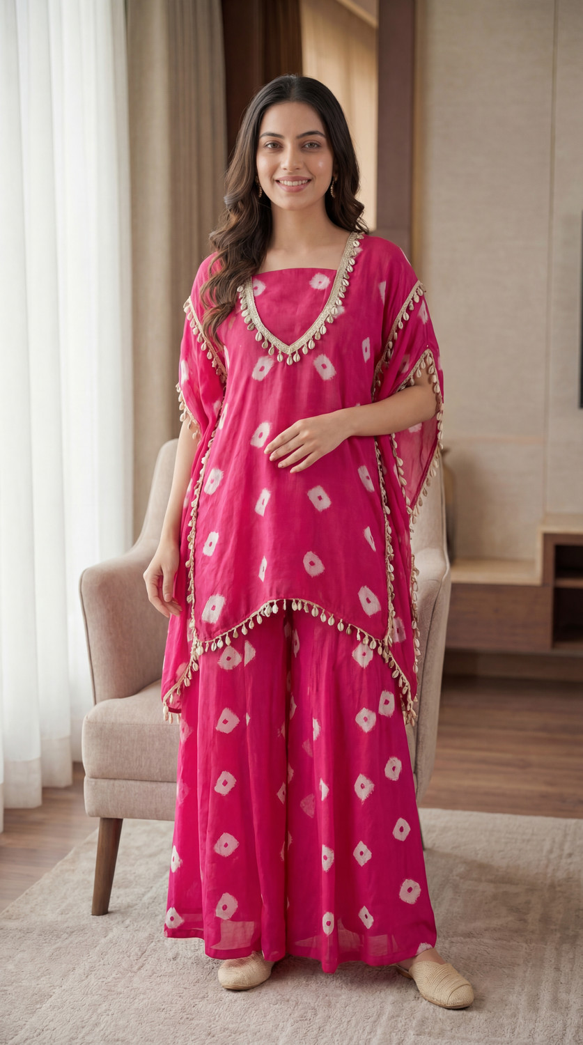 Image of HouseOfCommon Women Kaftan Palazzo Ethnic Jacket Set