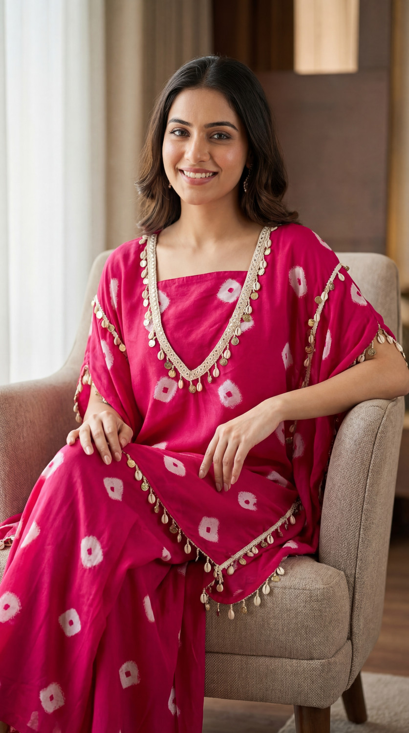 Image of HouseOfCommon Women Kaftan Palazzo Ethnic Jacket Set