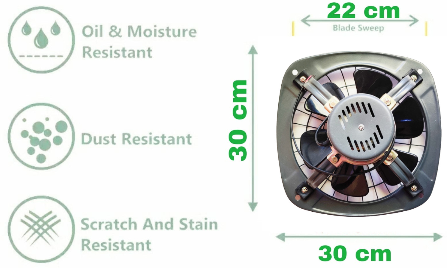 Image of krishaus FRESH AIR FAN | High Speed | 100% Copper Motor | Copper Motor 225 mm Exhaust Fan
