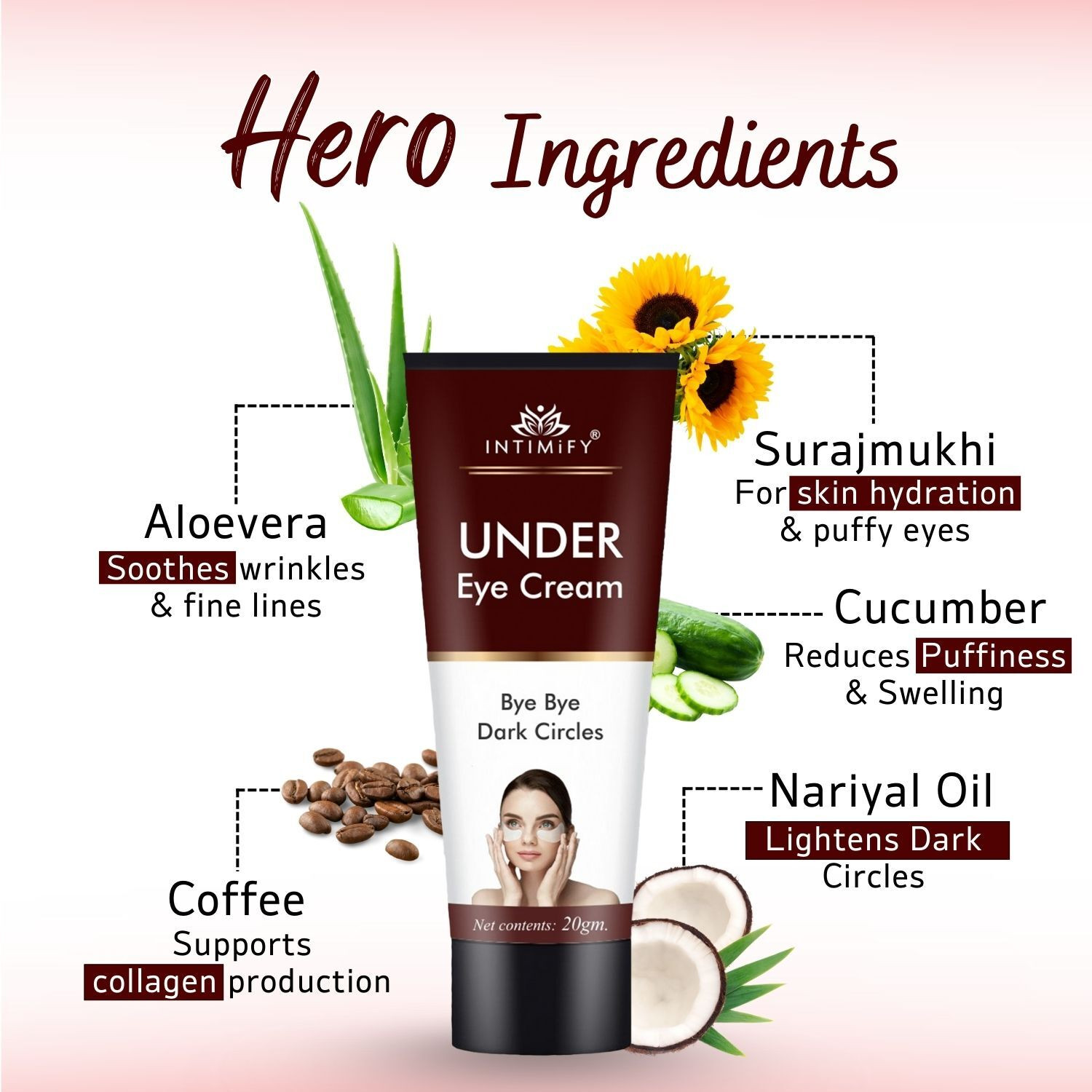 Image of INTIMIFY Under Eye Cream For Dark Circles, Nourishes Under Eye Skin