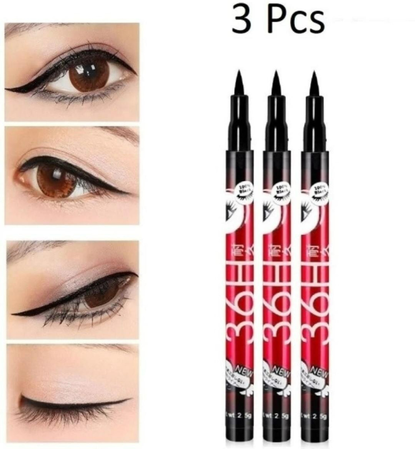Image of Yuvami's Pack of 3 High quality waterproof liquid-eye liner 36 Hours stay smudge Proof 9 g